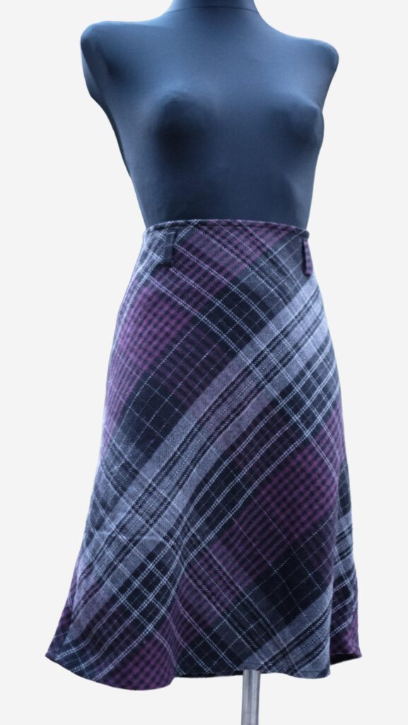 Vintage Wool Tartan A line Purple Mini skirt