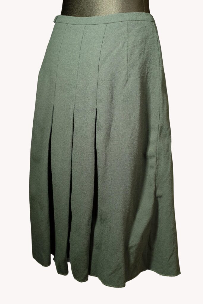Vintage Dark Green Plated Skirt | Accordion Pleated Skirt | EU 42 Skirt