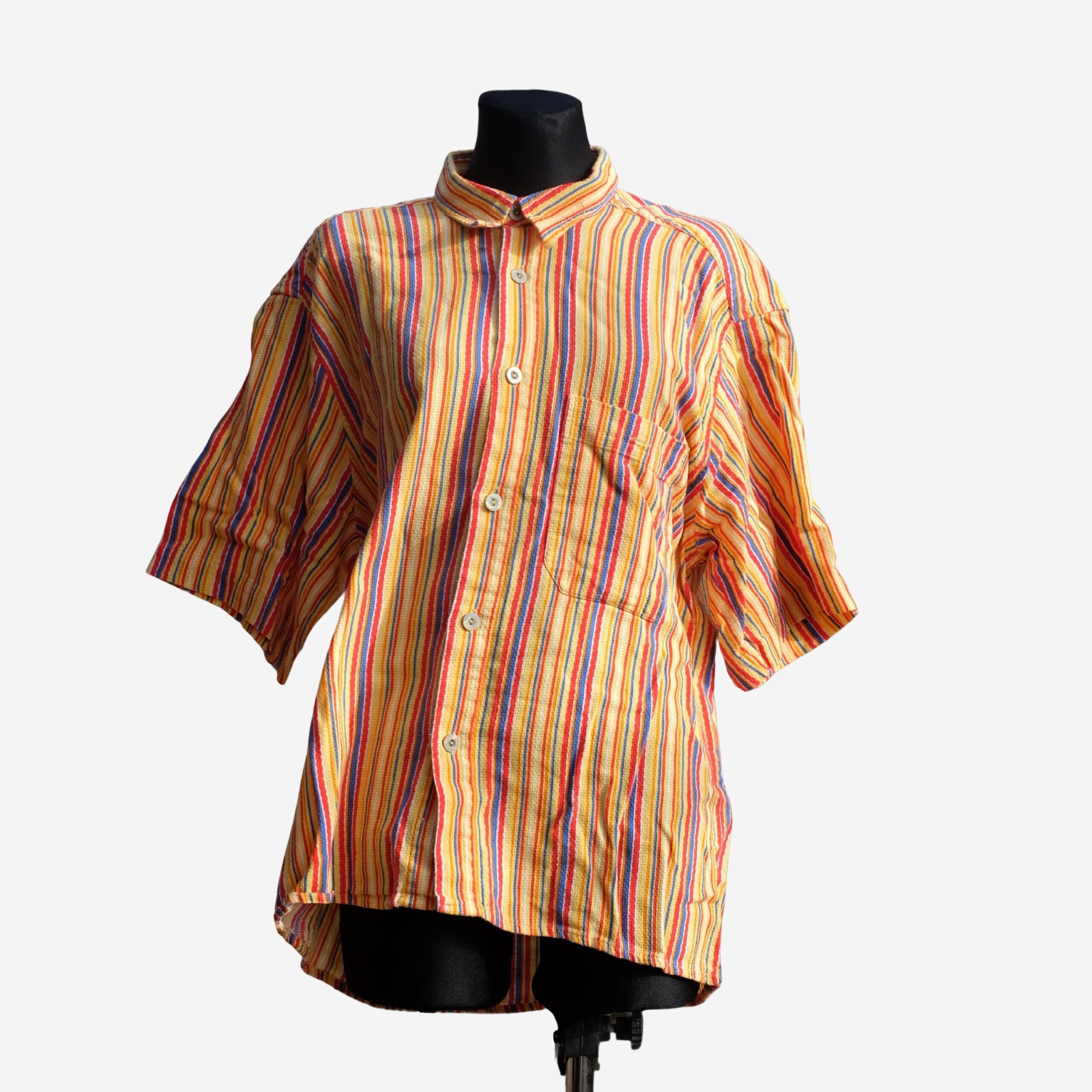 Vintage 90s Striped Candy Colours Shirt XXL Unisex - Image 2