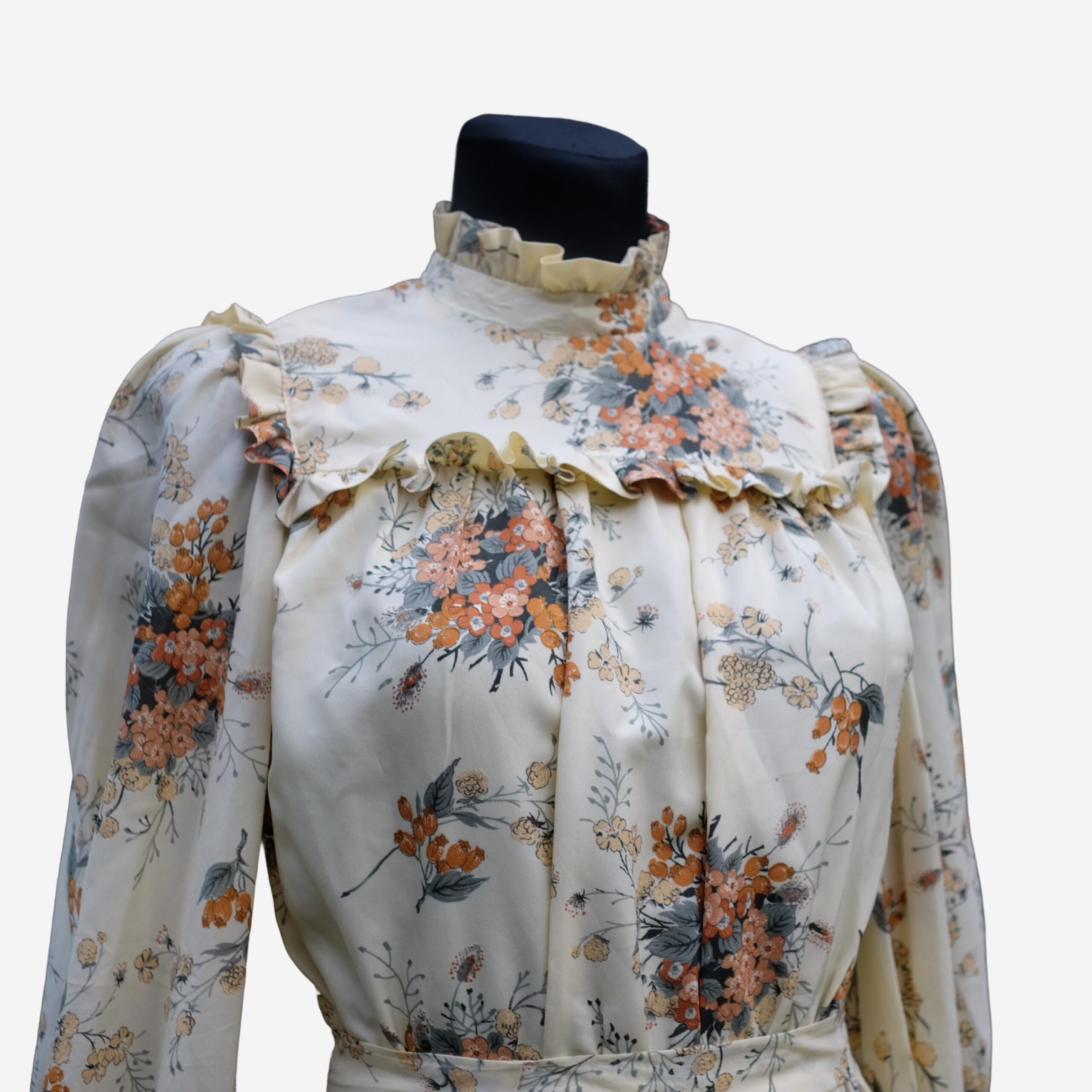 Vintage Prom Dress, 70s Victorian Style Floral Dress, Prairie Ruffled Maxi Dress XS/S - Image 3