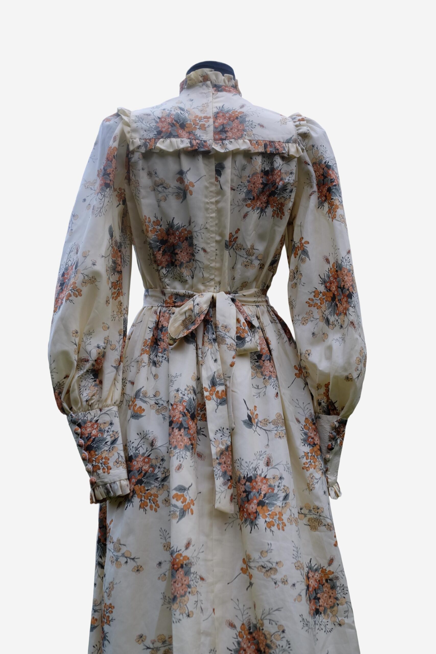 Vintage Prom Dress, 70s Victorian Style Floral Dress, Prairie Ruffled Maxi Dress XS/S - Image 4