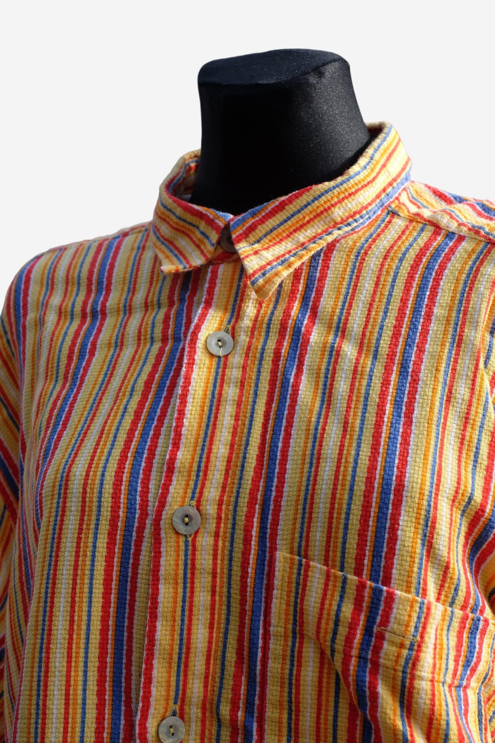 Vintage 90s Striped Candy Colours Shirt XXL Unisex - Image 5