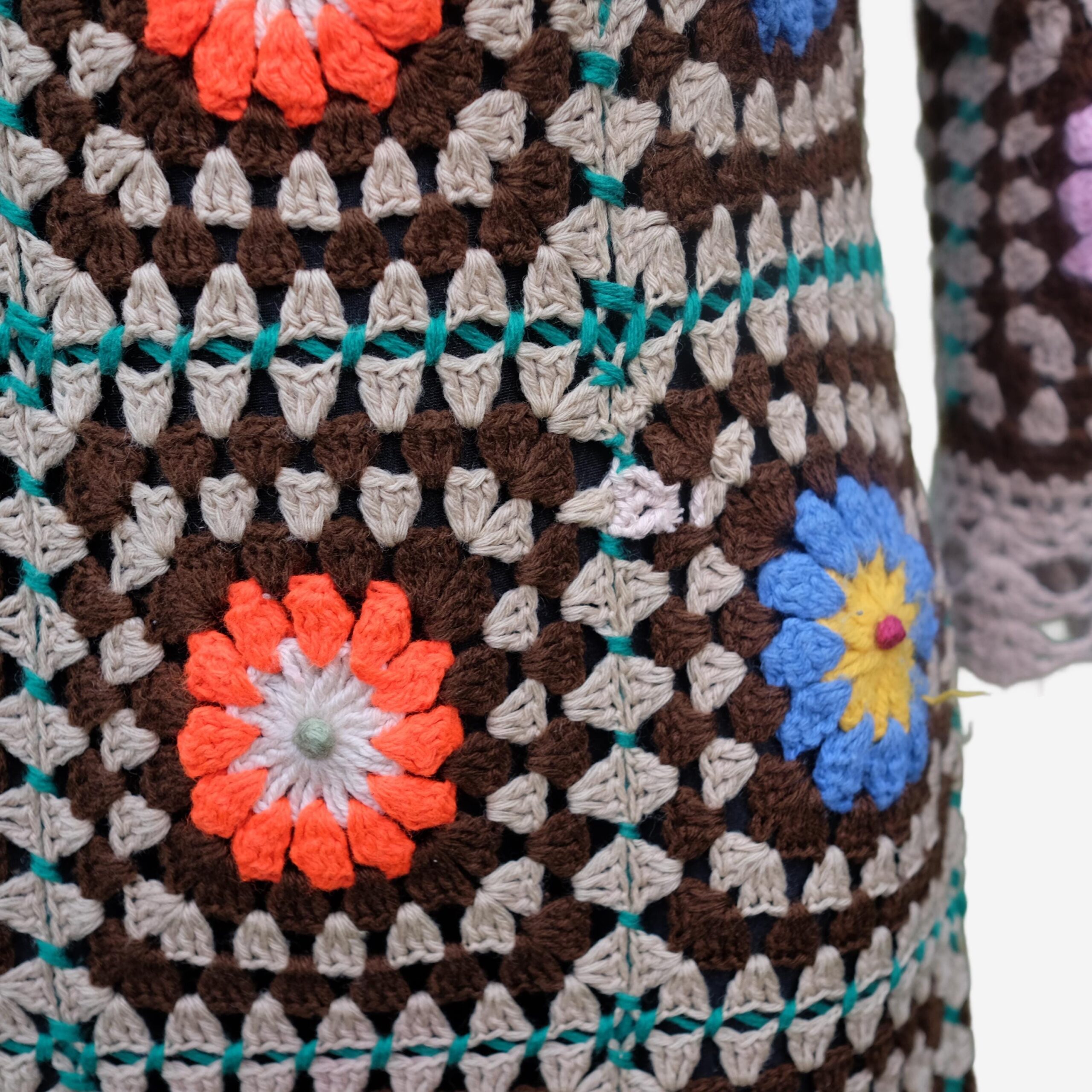 Vintage Festival Dress, Handmade Hippie Crochet Granny Square Maxi Boho Hippie Dress S-XL - Image 5