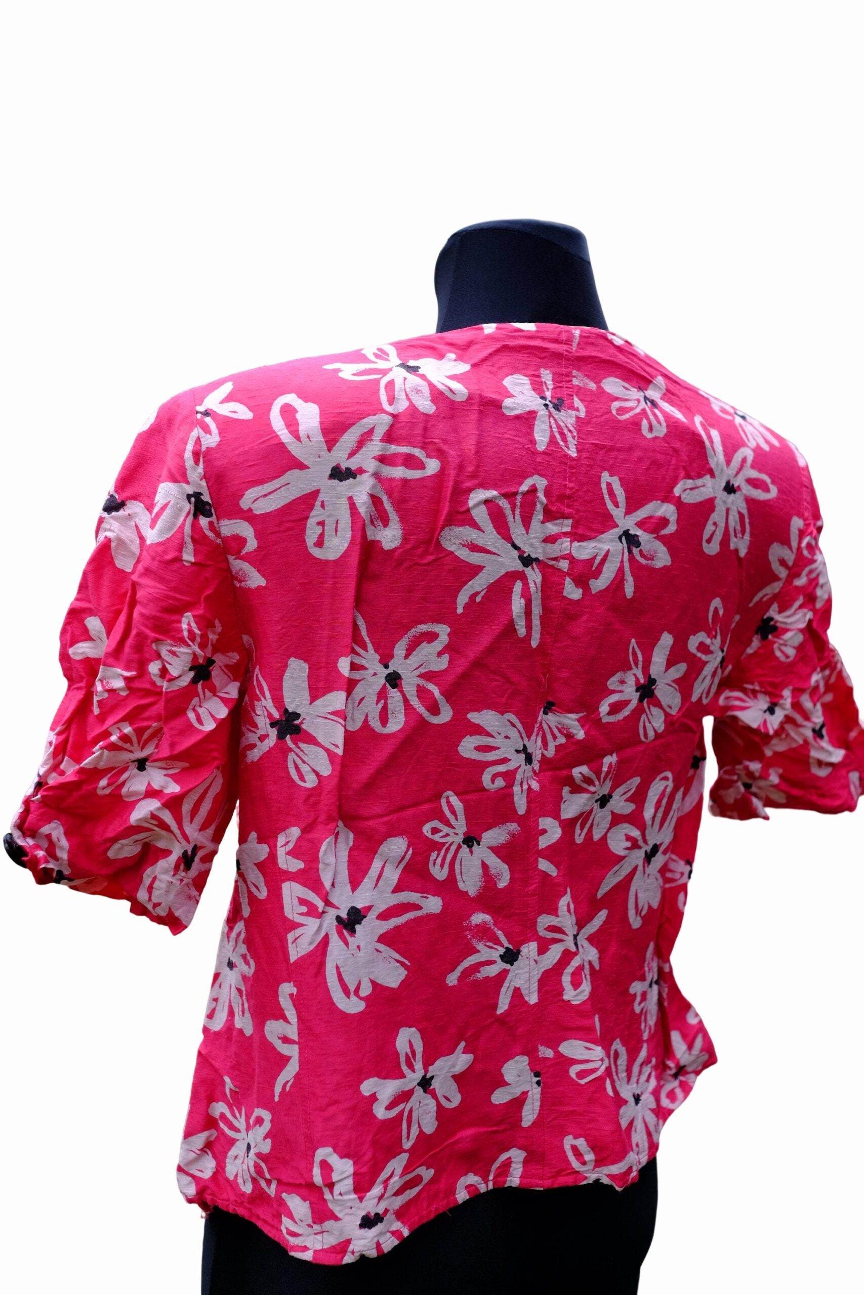 Vintage 90s Caroline Rohmer Blouse | Floral Blouse | Hot Pink Barbie Girly Blouse - Image 3