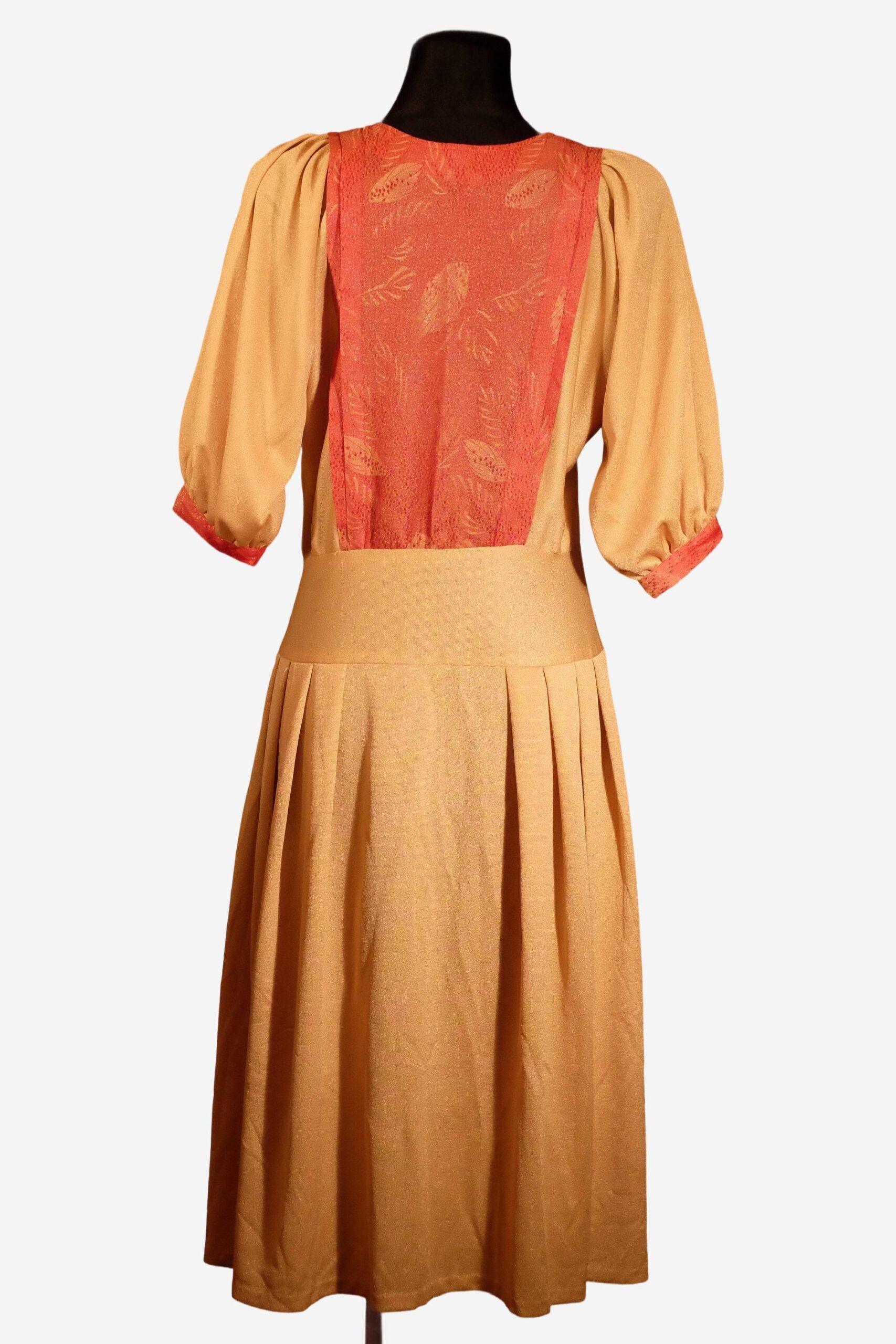 Vintage 70s Prom Dress in gold red combo - Image 4