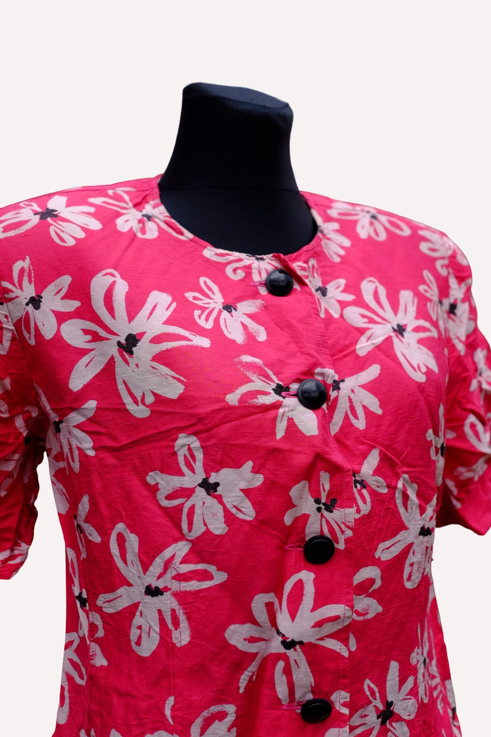 Vintage 90s Caroline Rohmer Blouse | Floral Blouse | Hot Pink Barbie Girly Blouse - Image 4