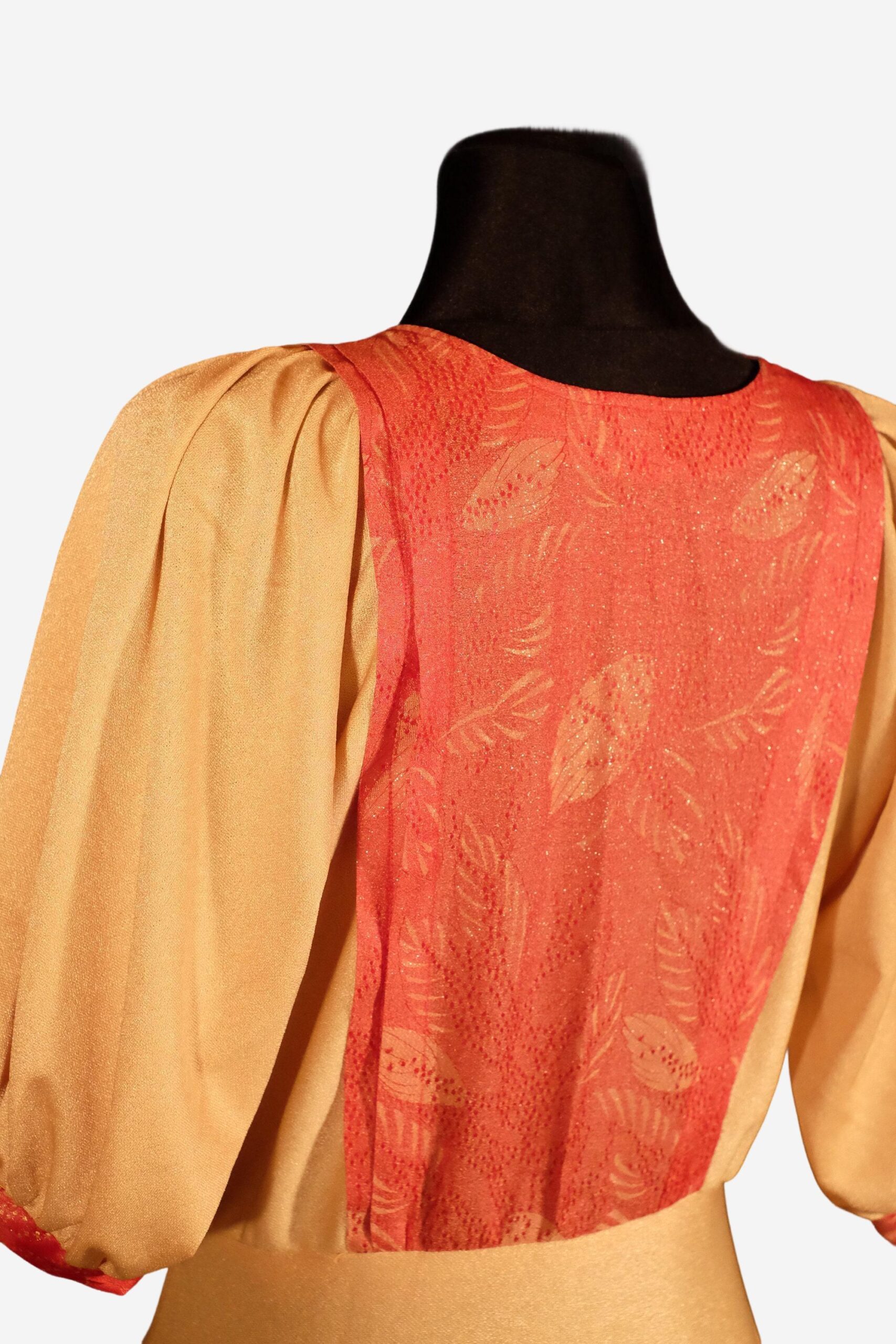 Vintage 70s Prom Dress in gold red combo - Image 5