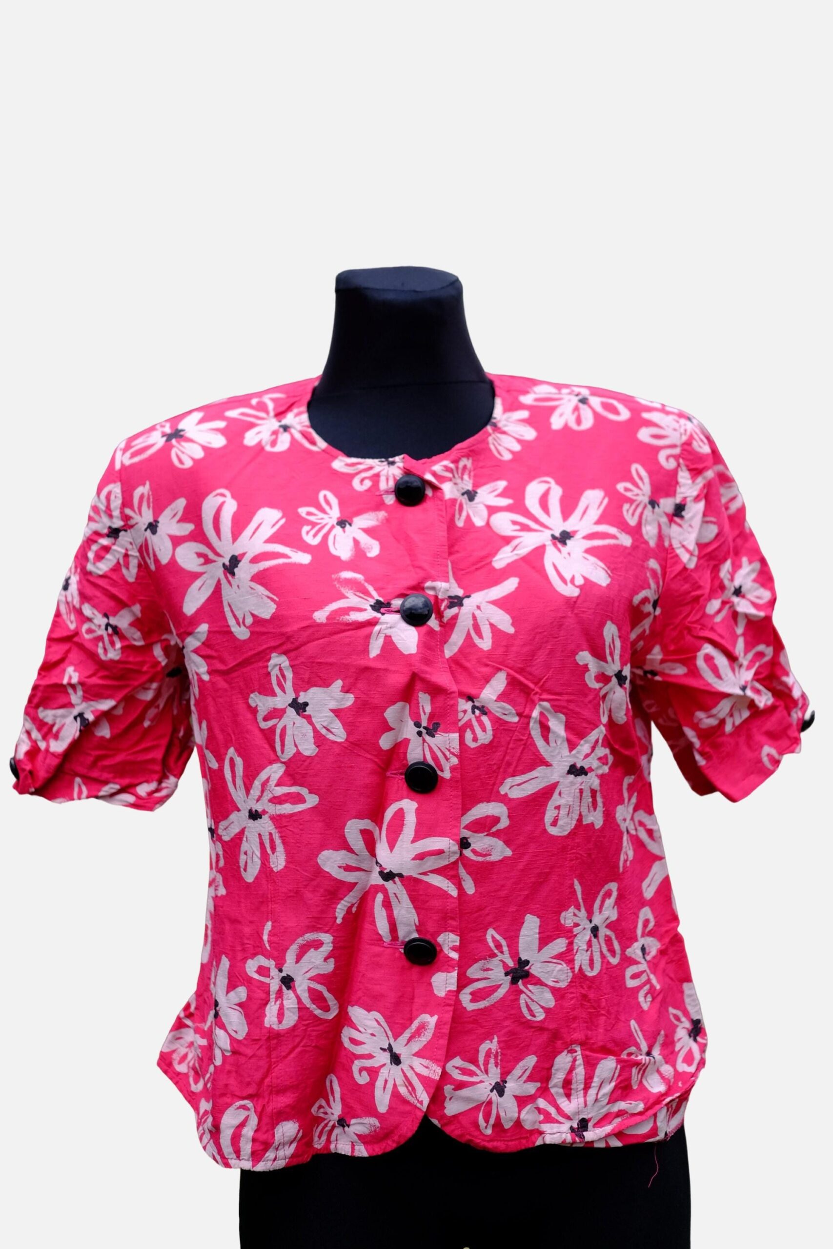 Vintage 90s Caroline Rohmer Blouse | Floral Blouse | Hot Pink Barbie Girly Blouse - Image 8