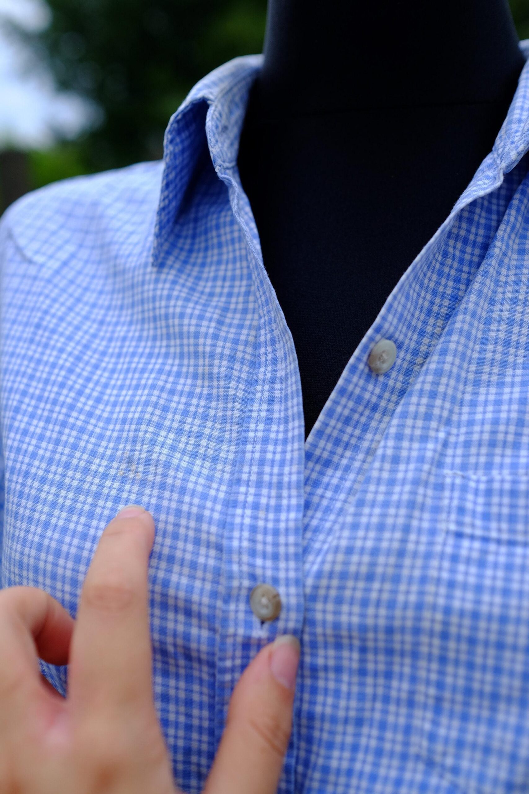 Vintage 90s Checked Shirt, Blue White Short Sleeved Blouse - Image 3