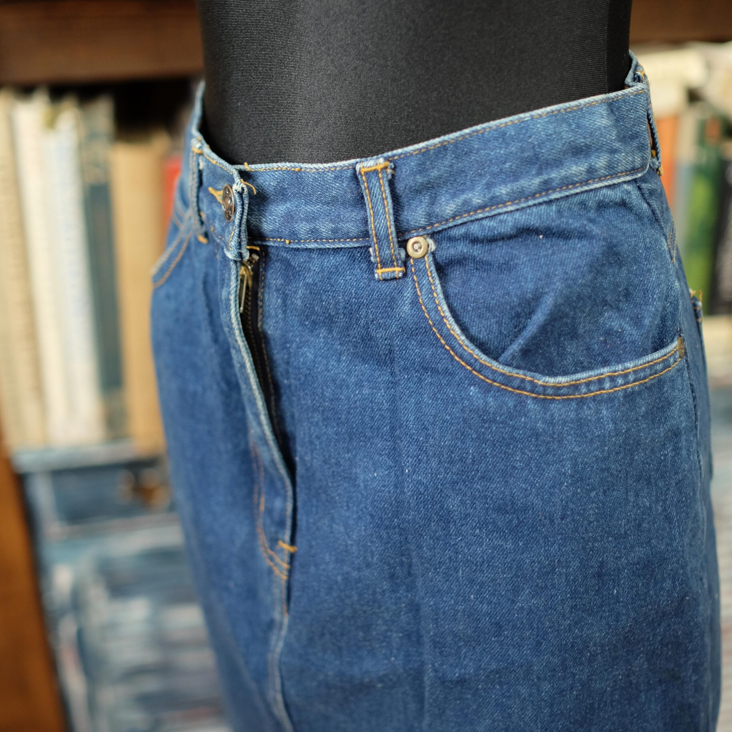 Blue 90s Vintage Jeans Mini Skirt S - Image 5