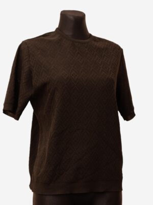 Vintage Black Knitted Shirt with Geometrical Pattern