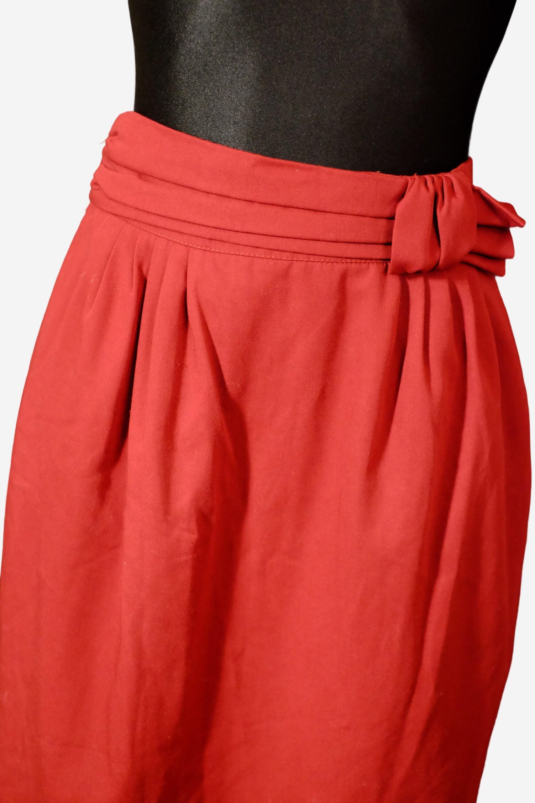 Vintage Red Pencil Claret Skirt | Office Skirt - Image 5