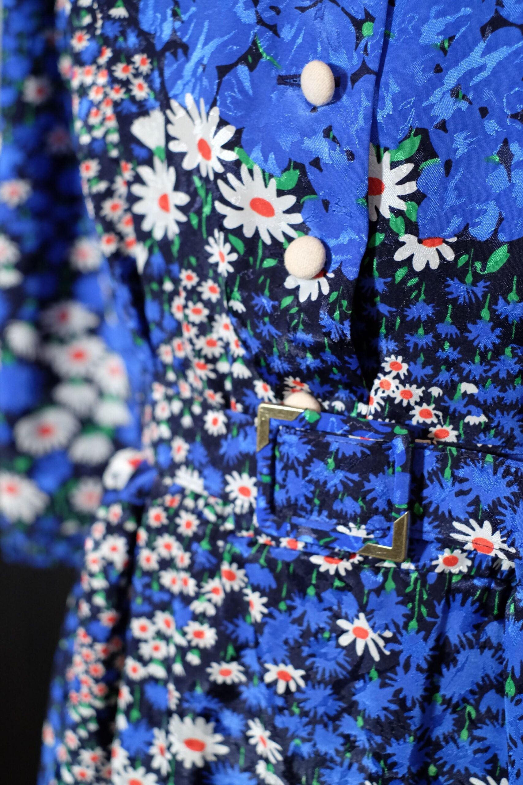 Vintage Blue Floral Button Up Dress - French Impressionism Inspired Dress - Image 5