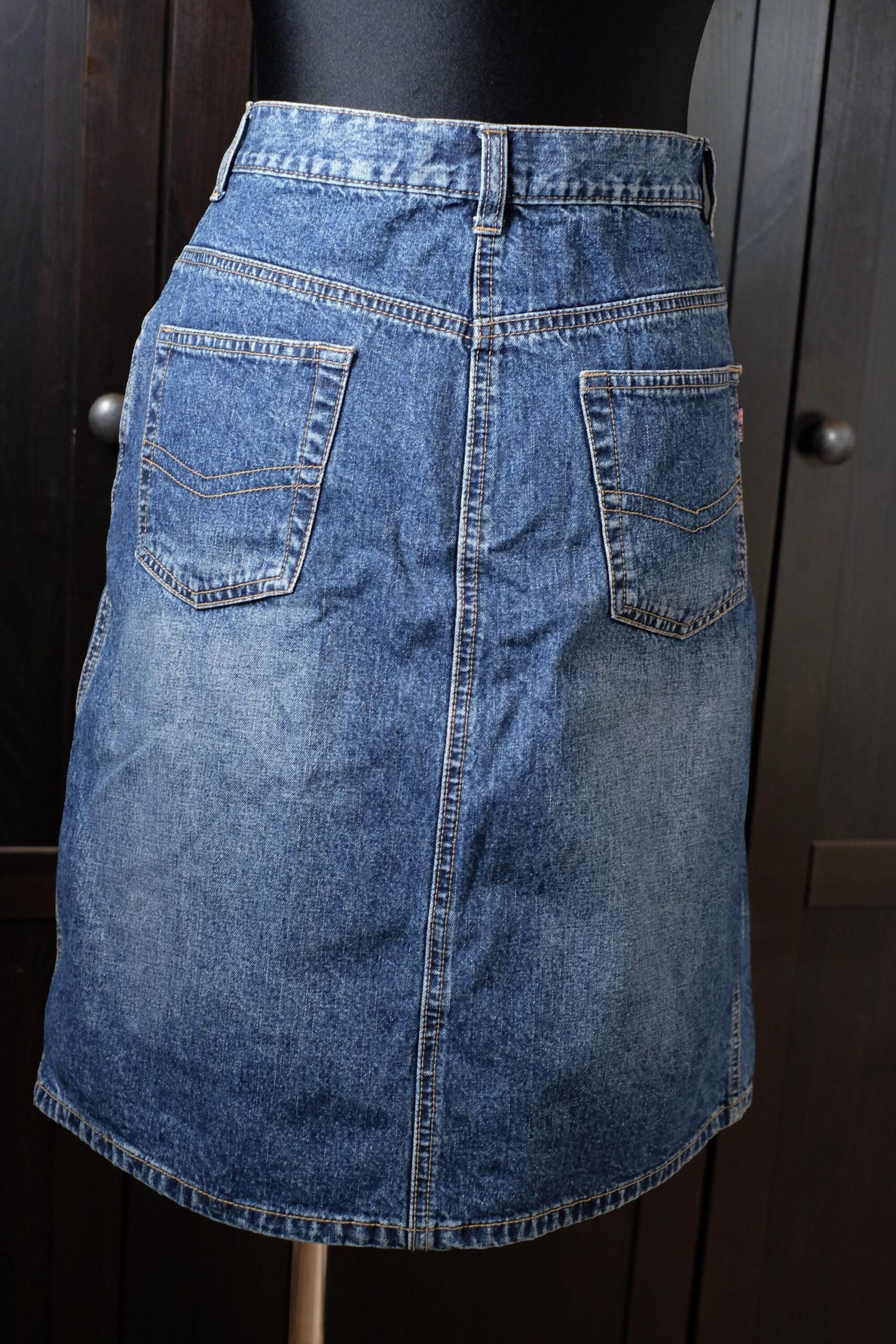 Vintage Blue Denim Mini Jeans Skirt Size 38 - Image 9
