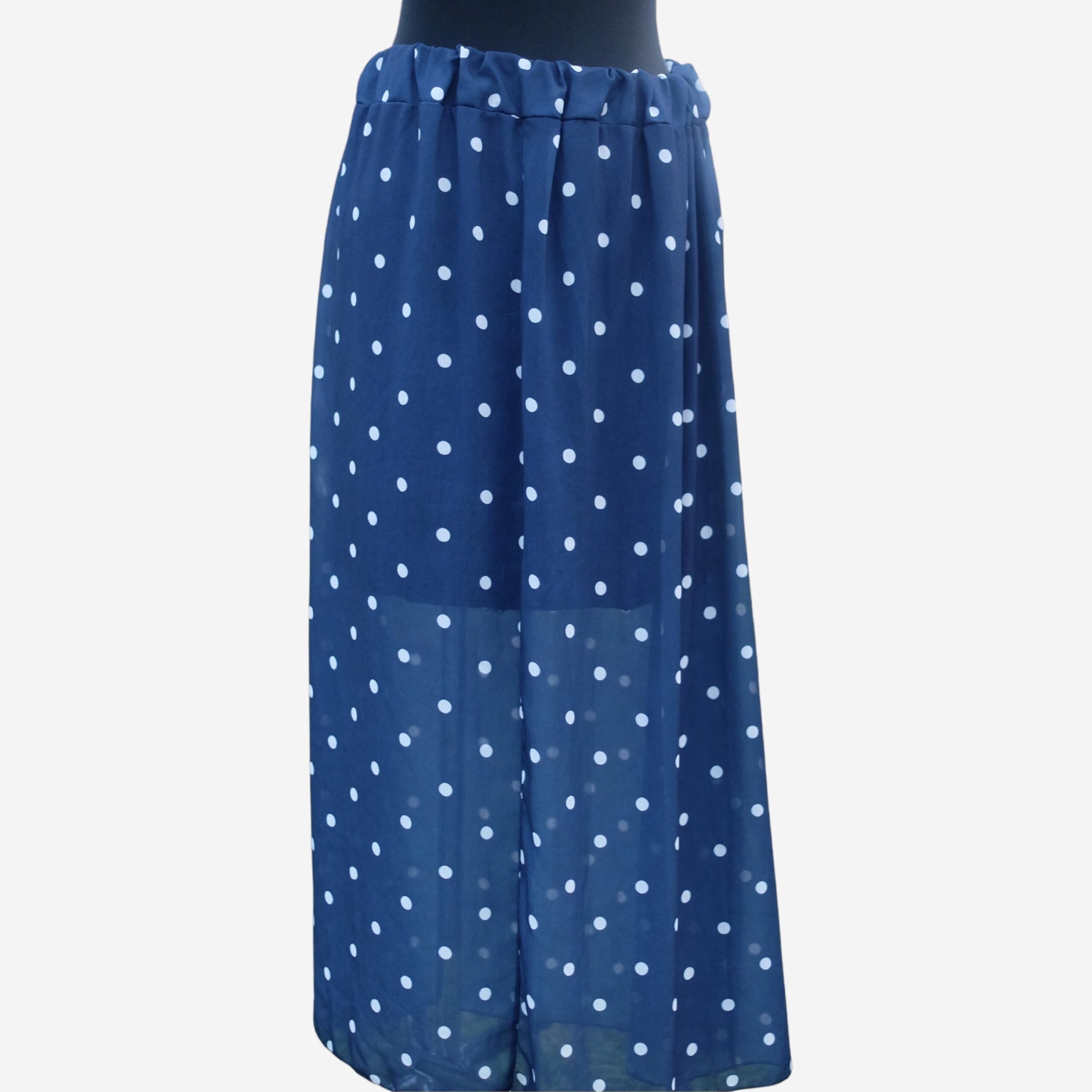 Vintage Blue and White Polka Dot midi A line Skirt, L- XXL - Image 7