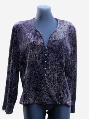 Vintage Velvet Sparkly Glossy Festive Blouse, Black Top with Gold Embroidery, New Year's Eve, Christmas Party Outfit, XXL