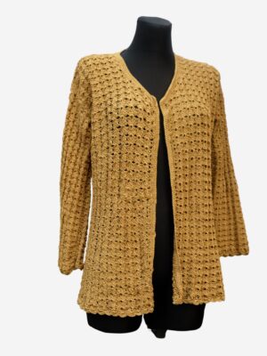 Cardigan Vintage Handmade Gold Crochet, Christmas Holidays, New Year's Eve Celebration, Festive Sweater