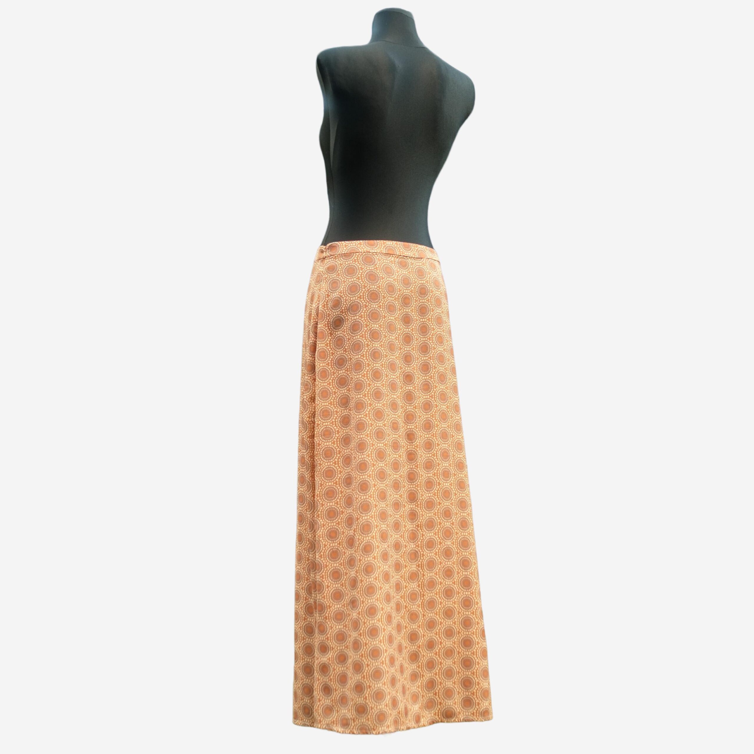 Vintage 70s Boho Hippie Maxi A-line Skirtin Orange and Blue with Geometric Pattern, Festival Skirt, size eu40/42 - Image 3
