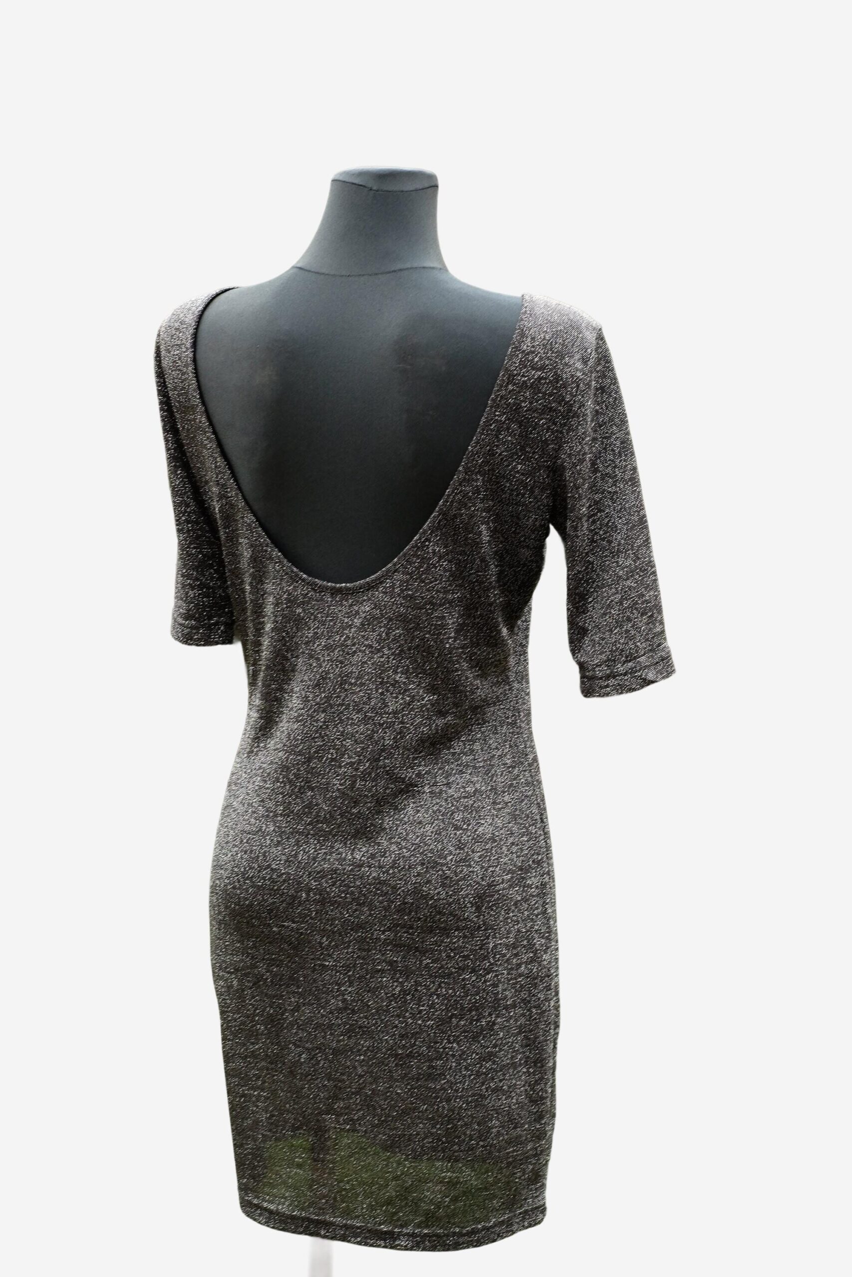 Vintage Black Sparkly Lurex Party Mini Dress with Bare Back, size M, New Year's Eve Celebration Dress - Image 5
