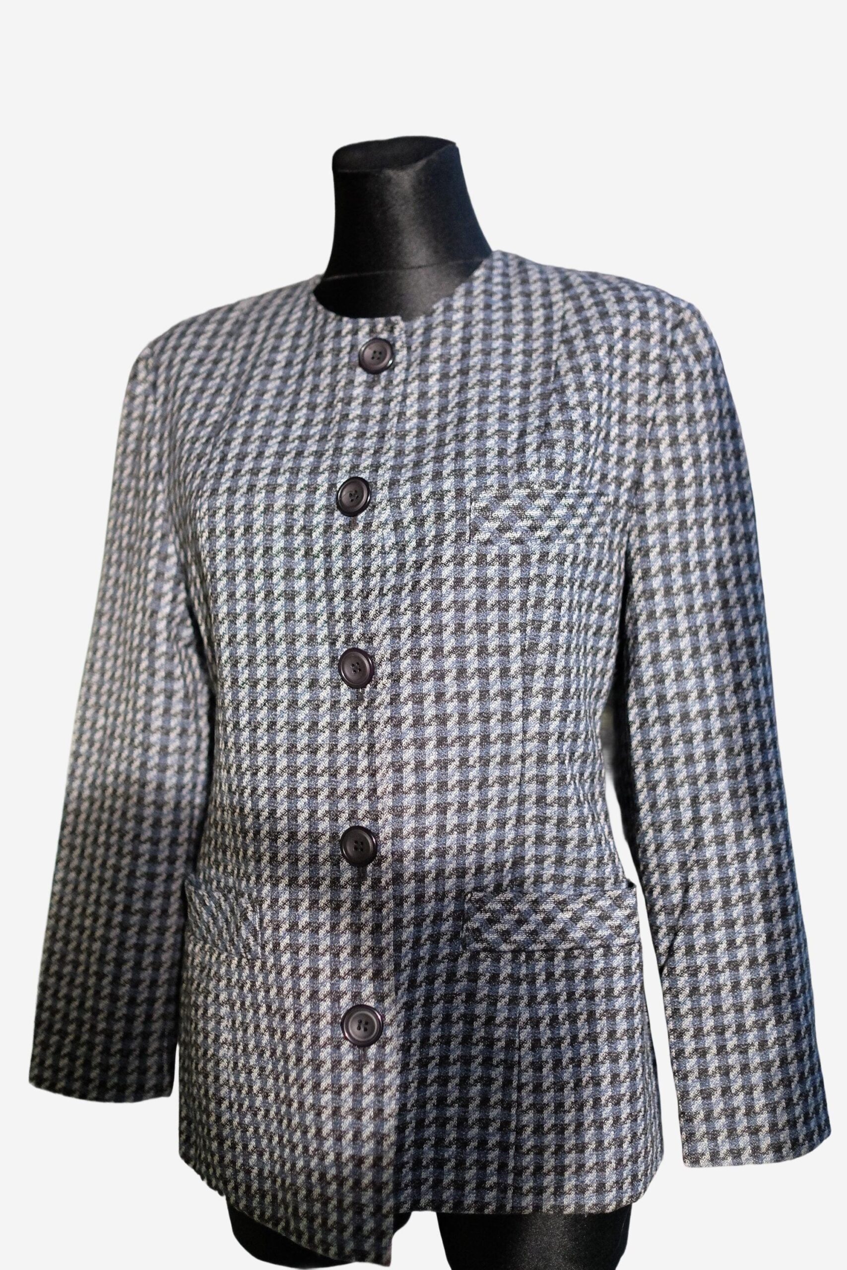 Womens 80s Vintage Tweed Blazer in Blue/Gray