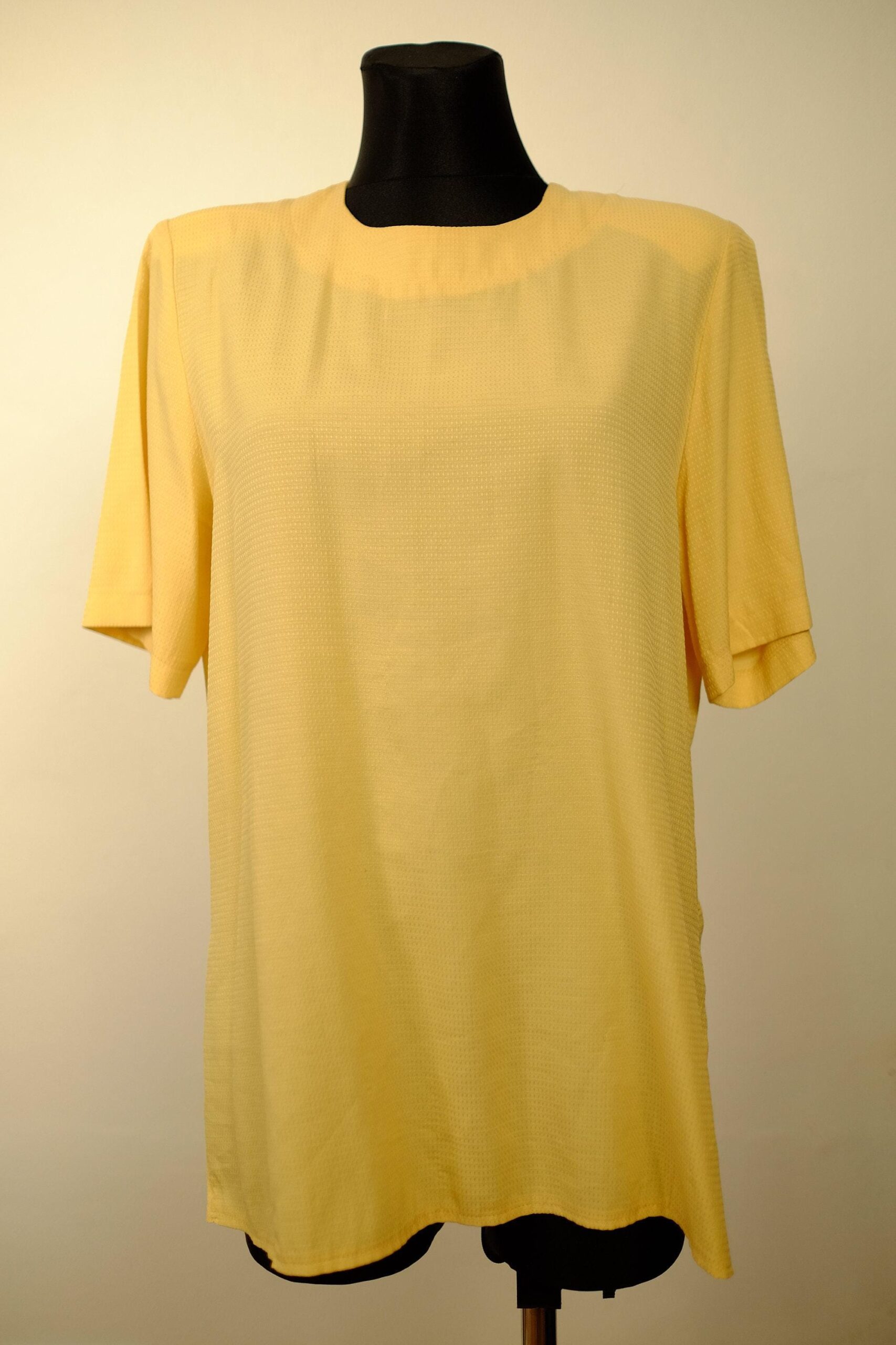 Bright Yellow Vintage Blouse with Shoulder Pads - Image 2