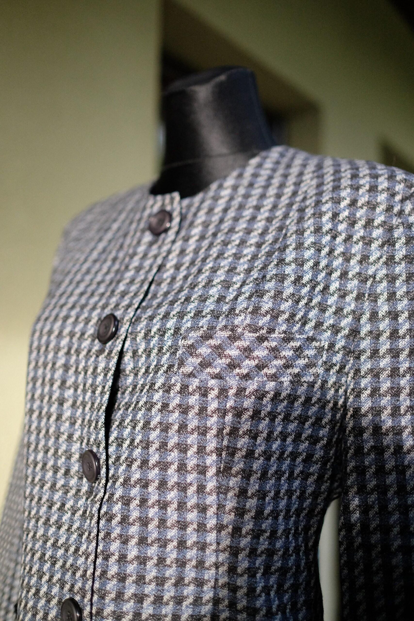 Womens 80s Vintage Tweed Blazer in Blue/Gray - Image 6