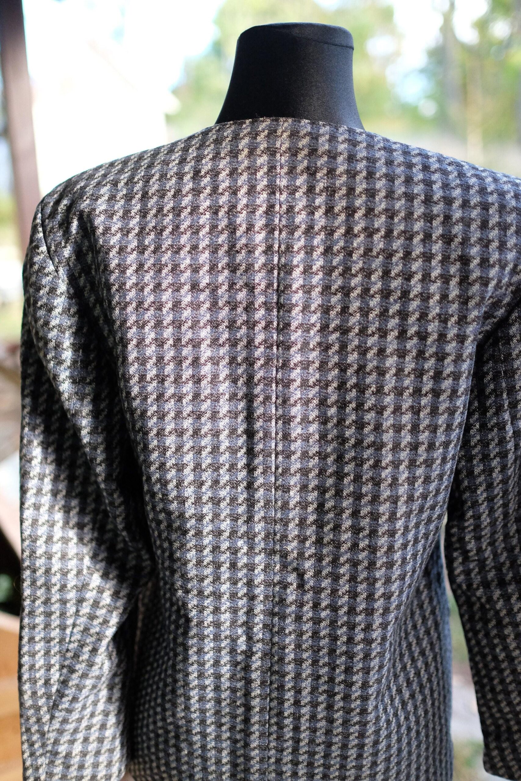 Womens 80s Vintage Tweed Blazer in Blue/Gray - Image 7