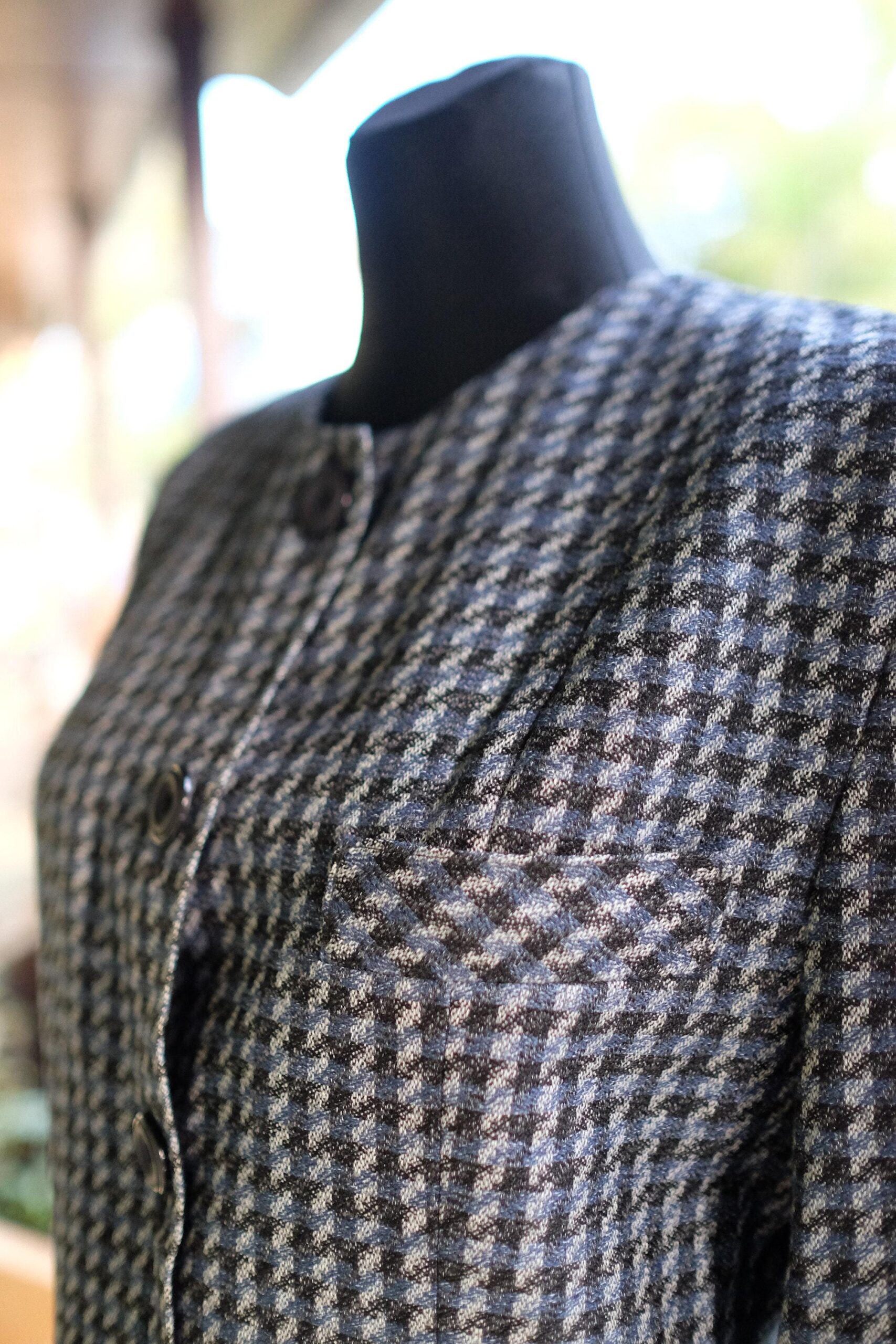 Womens 80s Vintage Tweed Blazer in Blue/Gray - Image 8