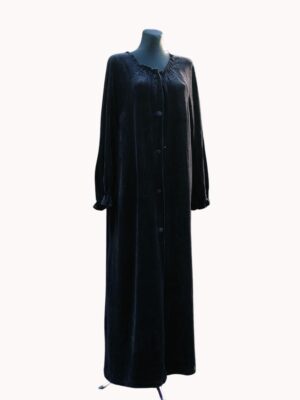 Vintage Black Velvet Robe / Luxurious Button Down Dressing Gown