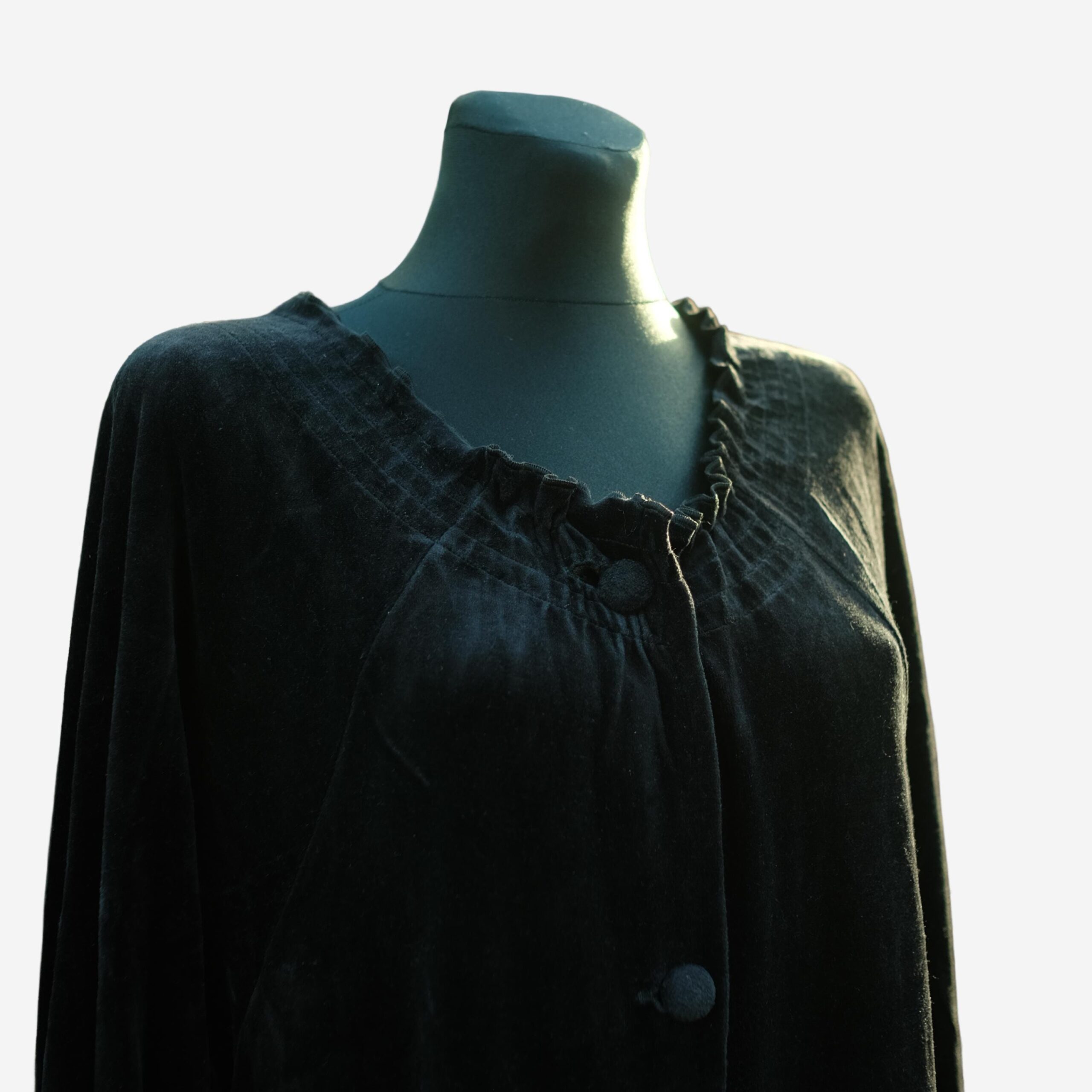 Vintage Black Velvet Robe / Luxurious Button Down Dressing Gown - Image 6