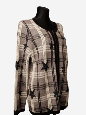 Y2K Vintage Oversized Knit Cardigan with Stars Pattern