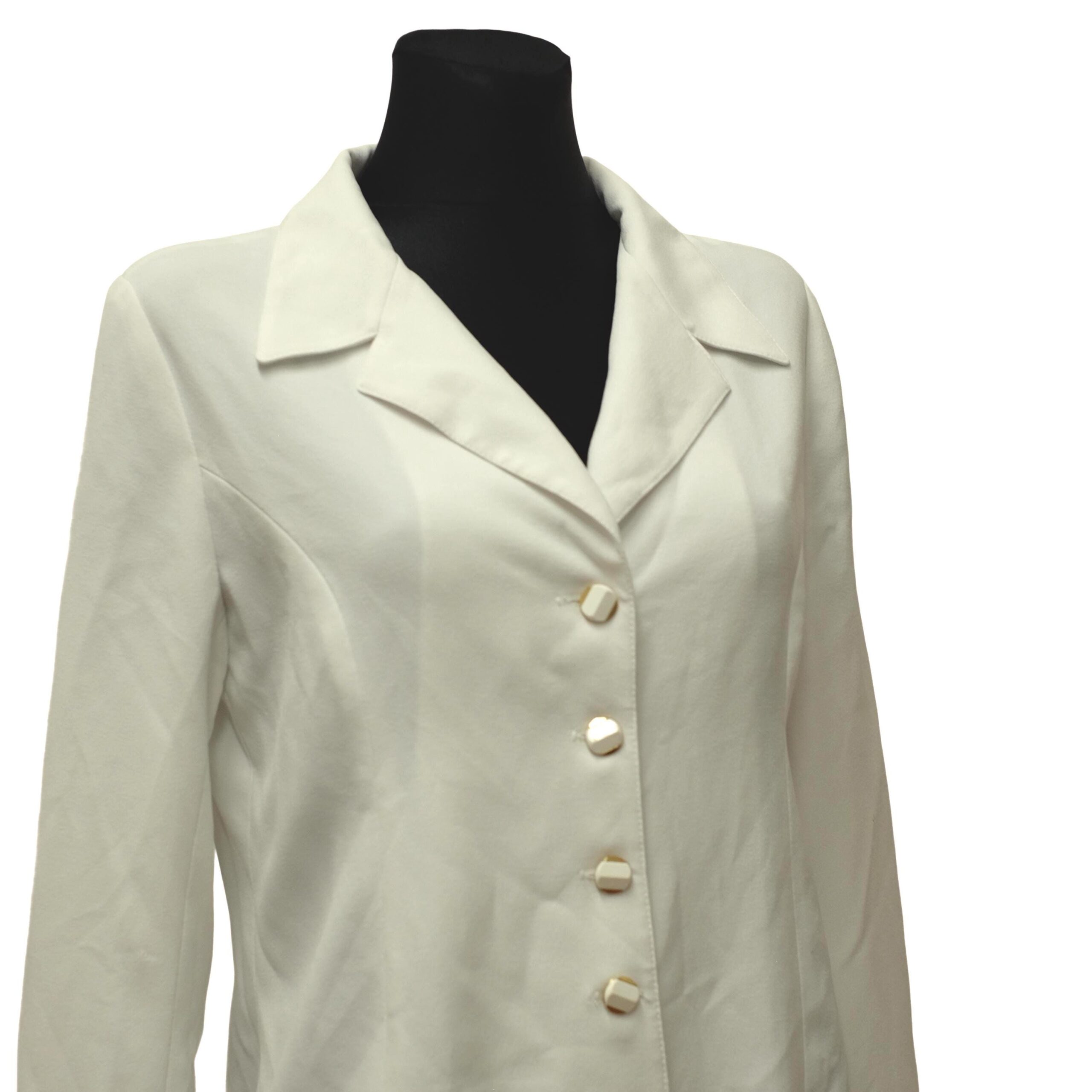 Vintage White Simple Blazer with Golden Buttons - Image 6