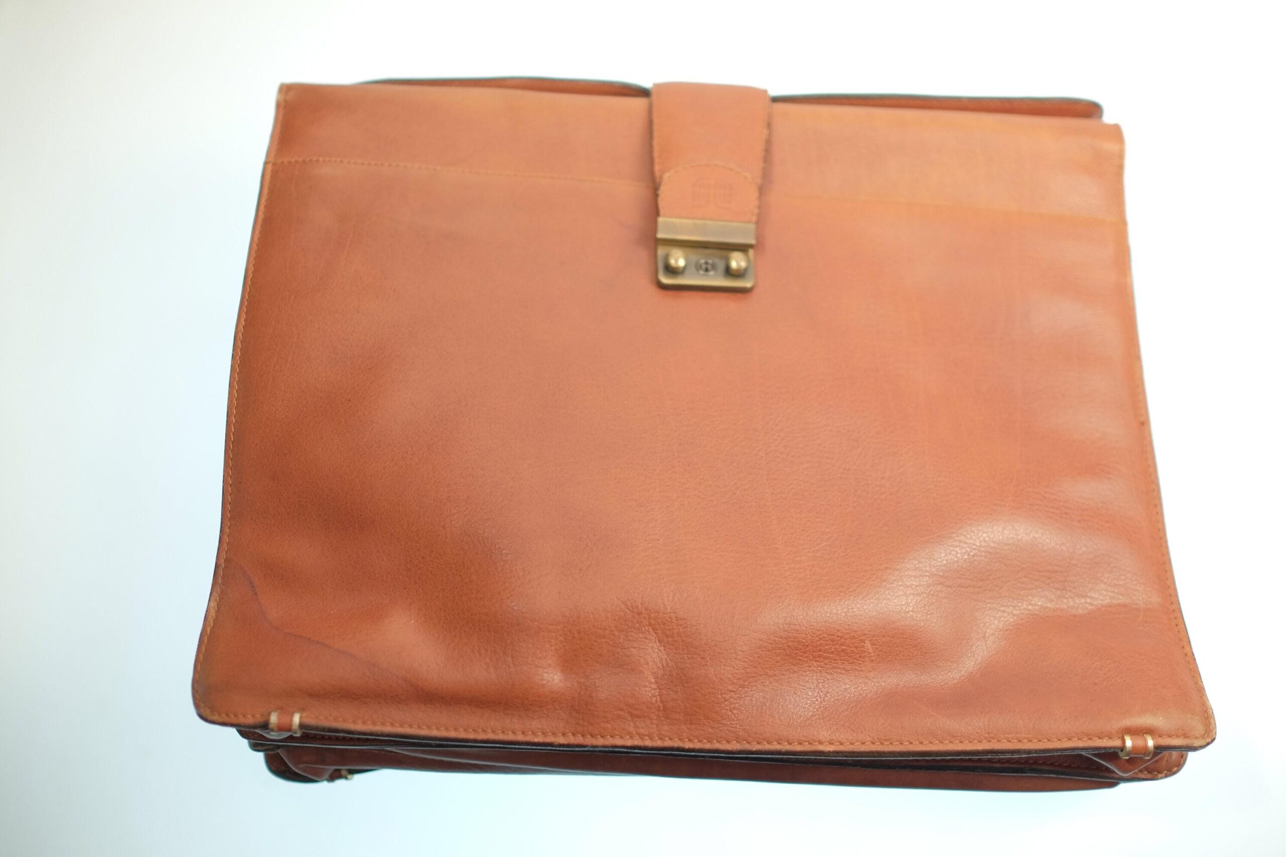 Vintage Brown Leather Briefcase, Extra Spacious Caramel Brown Leather Office Satchel, Laptop Carrier - Image 2