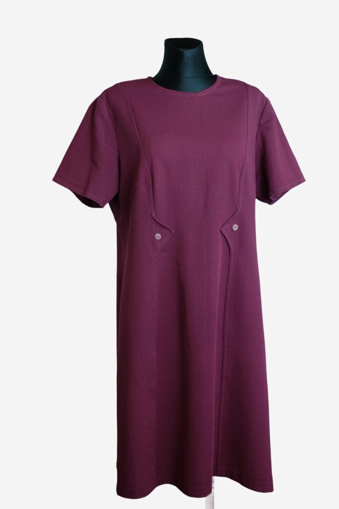 Vintage Fuchsia Plus Size Midi Dress, EU Size 46/48