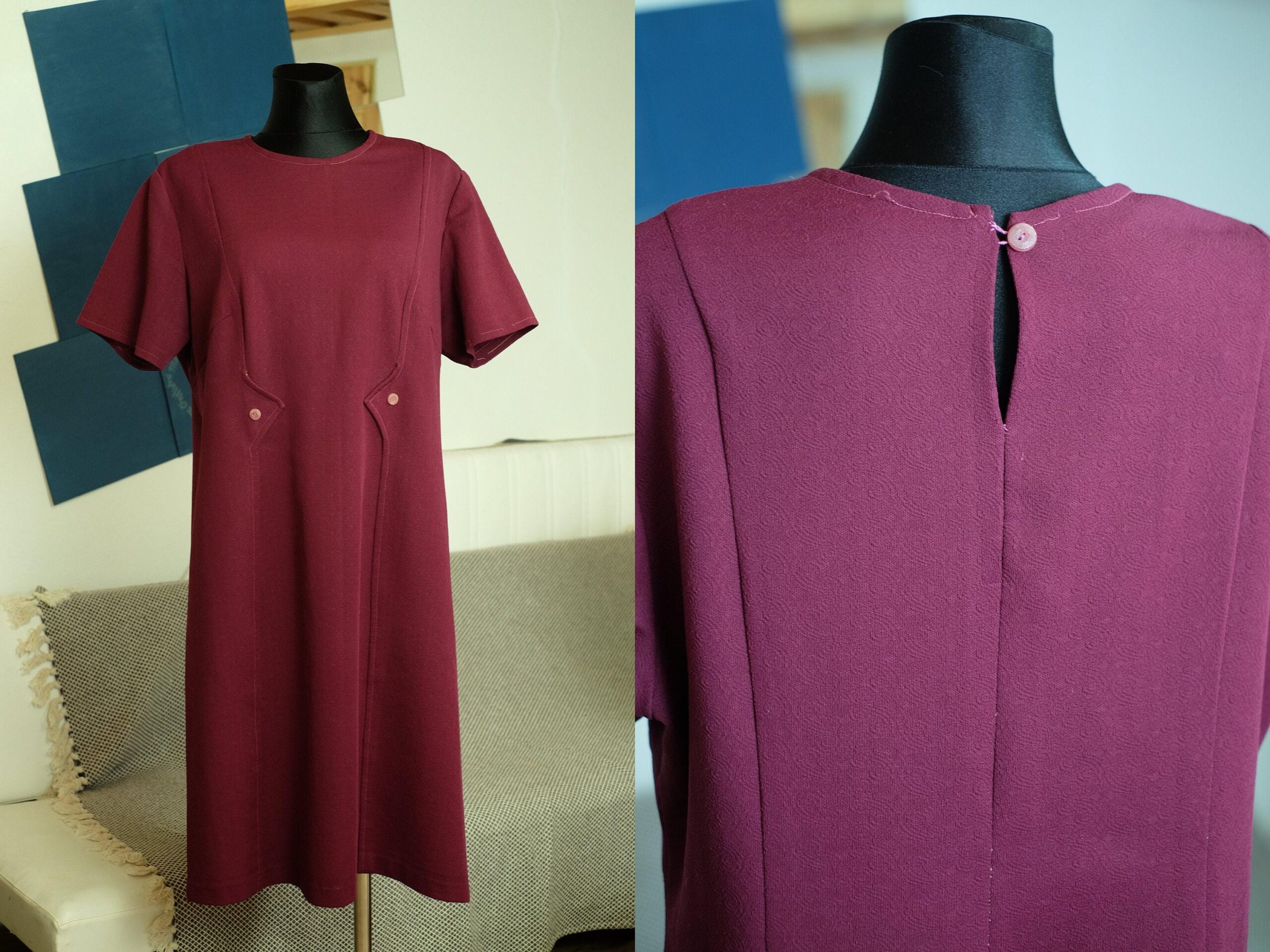 Vintage Fuchsia Plus Size Midi Dress, EU Size 46/48 - Image 2
