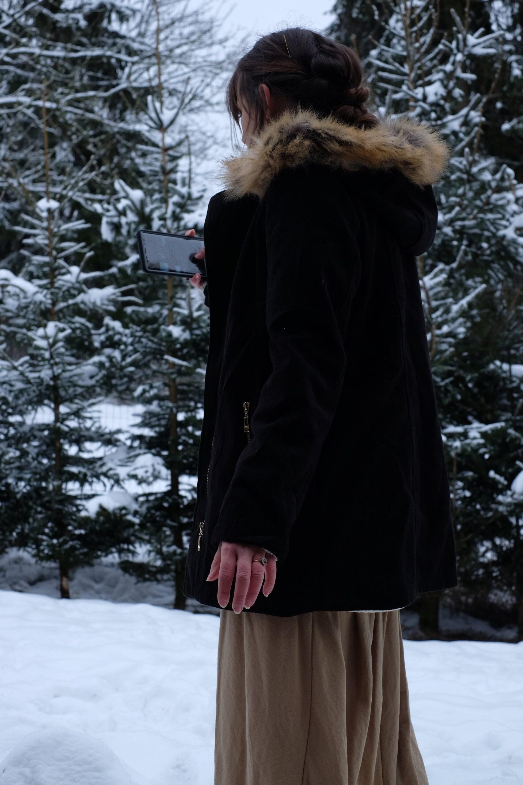 Black Vintage Y2K Hooded Overcoat - Image 5