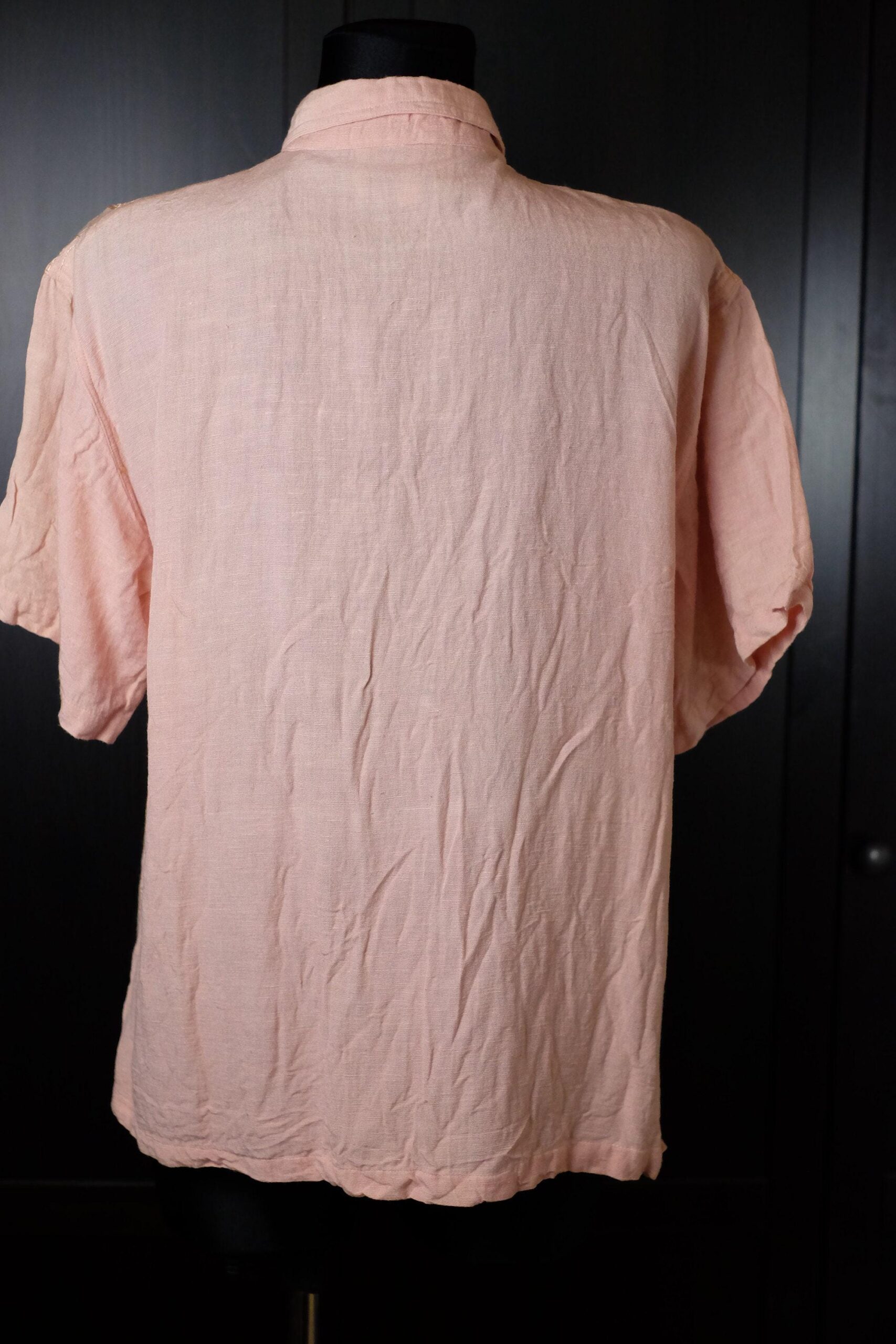 Vintage Embroidered Blouse in Peach Colour with Short Sleeves - Image 9