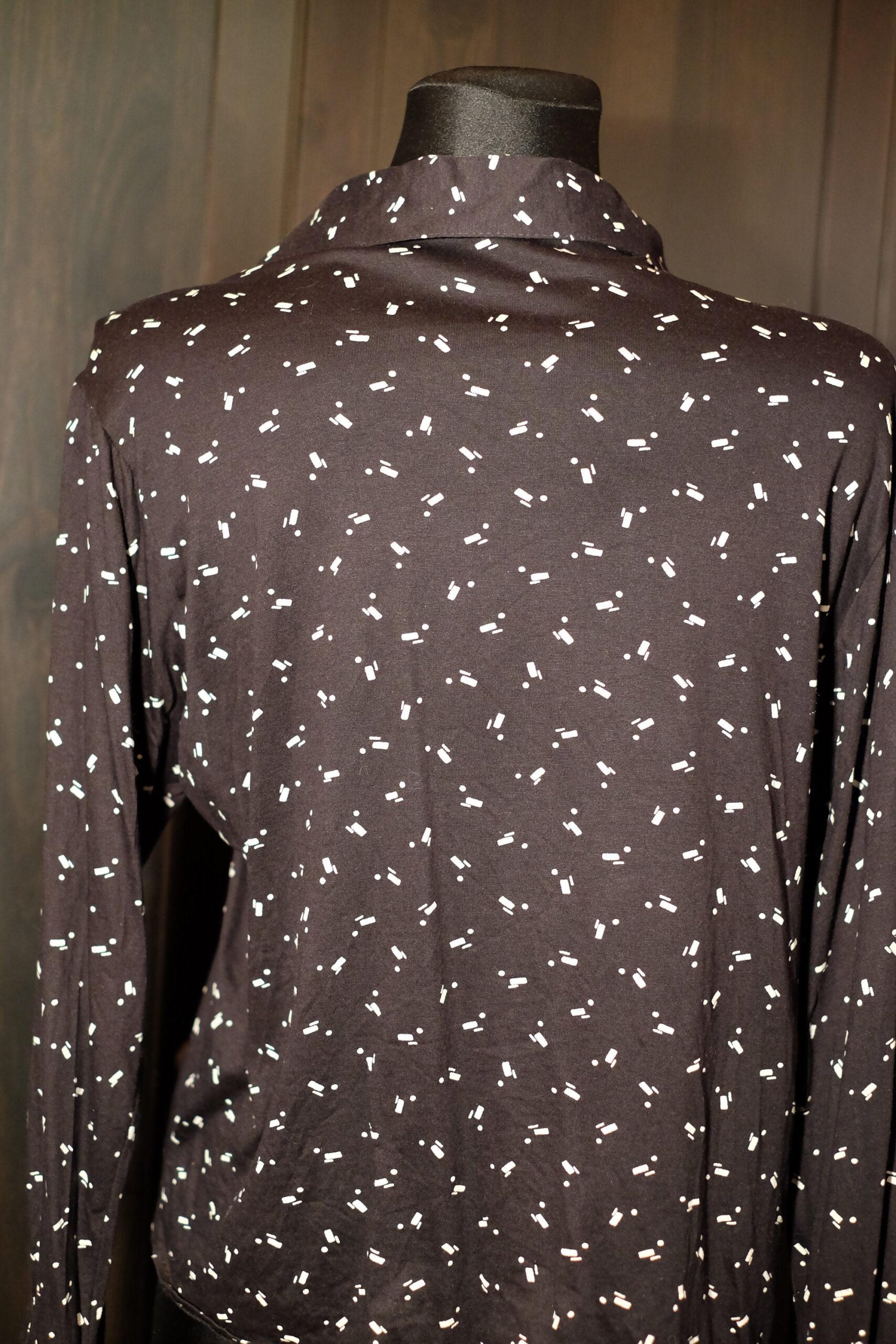 90s Vintage Black Shirt, Long Sleeves Collared Cotton Button Up Blouse - Image 10