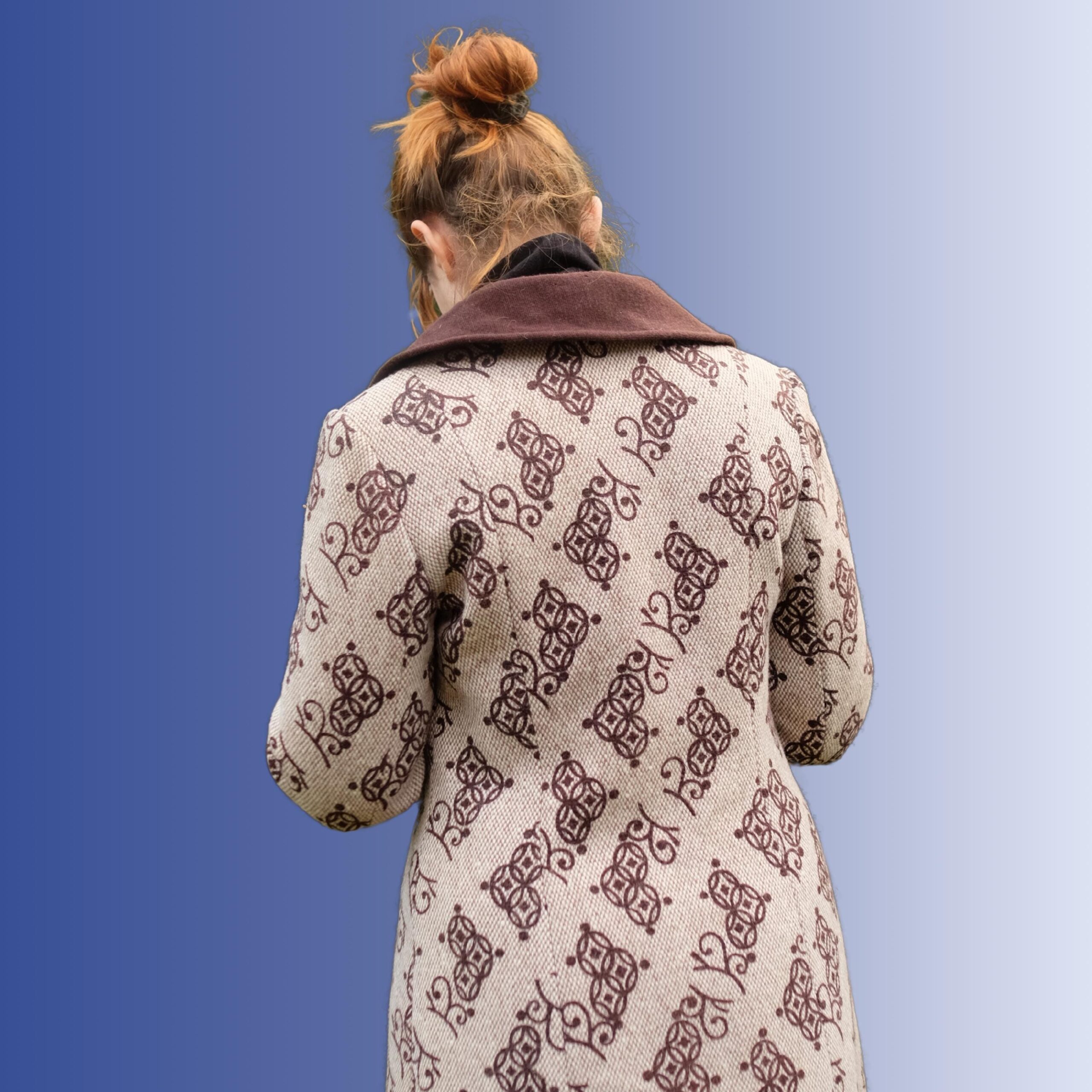 Vintage Beige Brown Double Breasted Coat with Elegant Design Luisa Spagnoli - Image 8