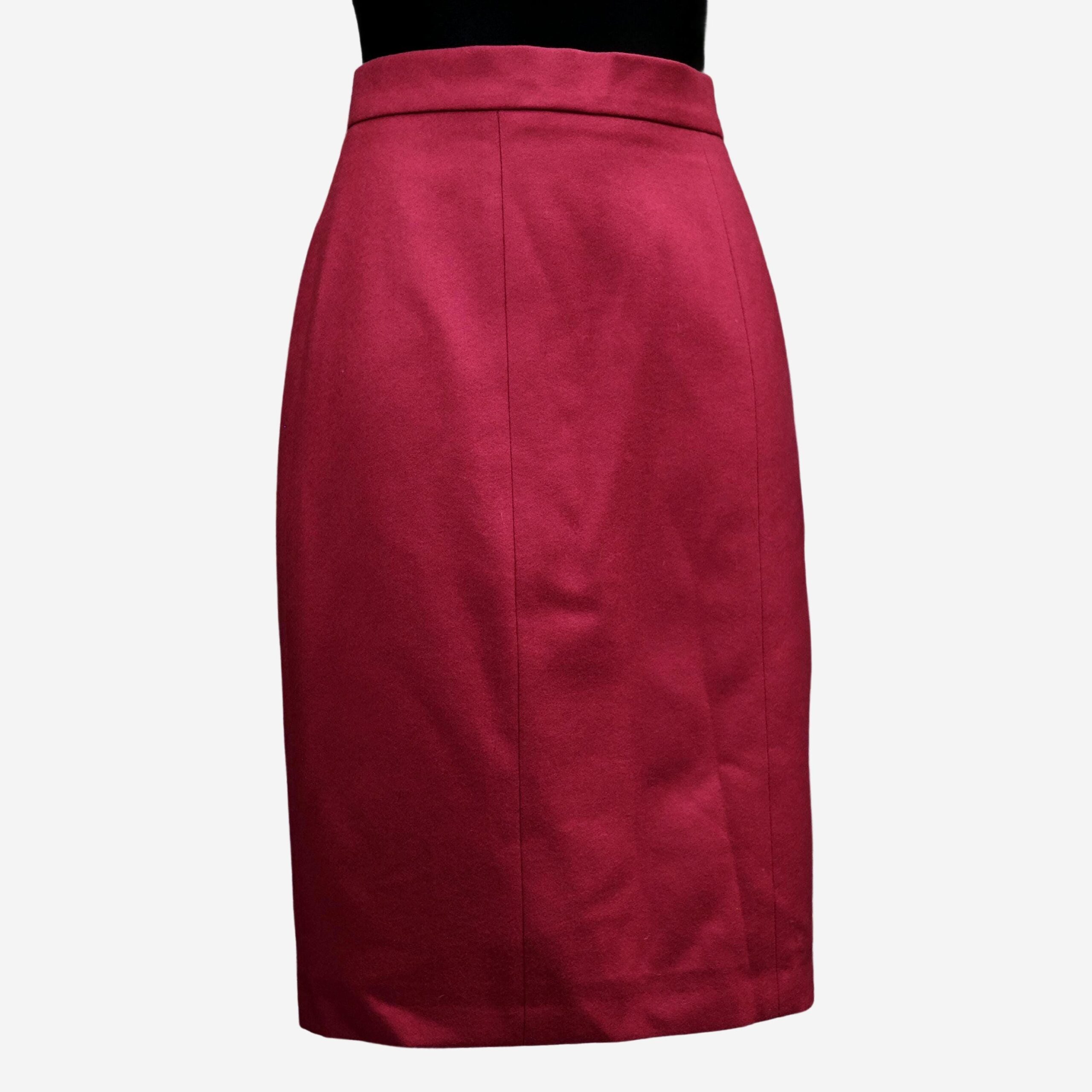 Red Mini Fleece Pencil Skirt in Burgundy Colour