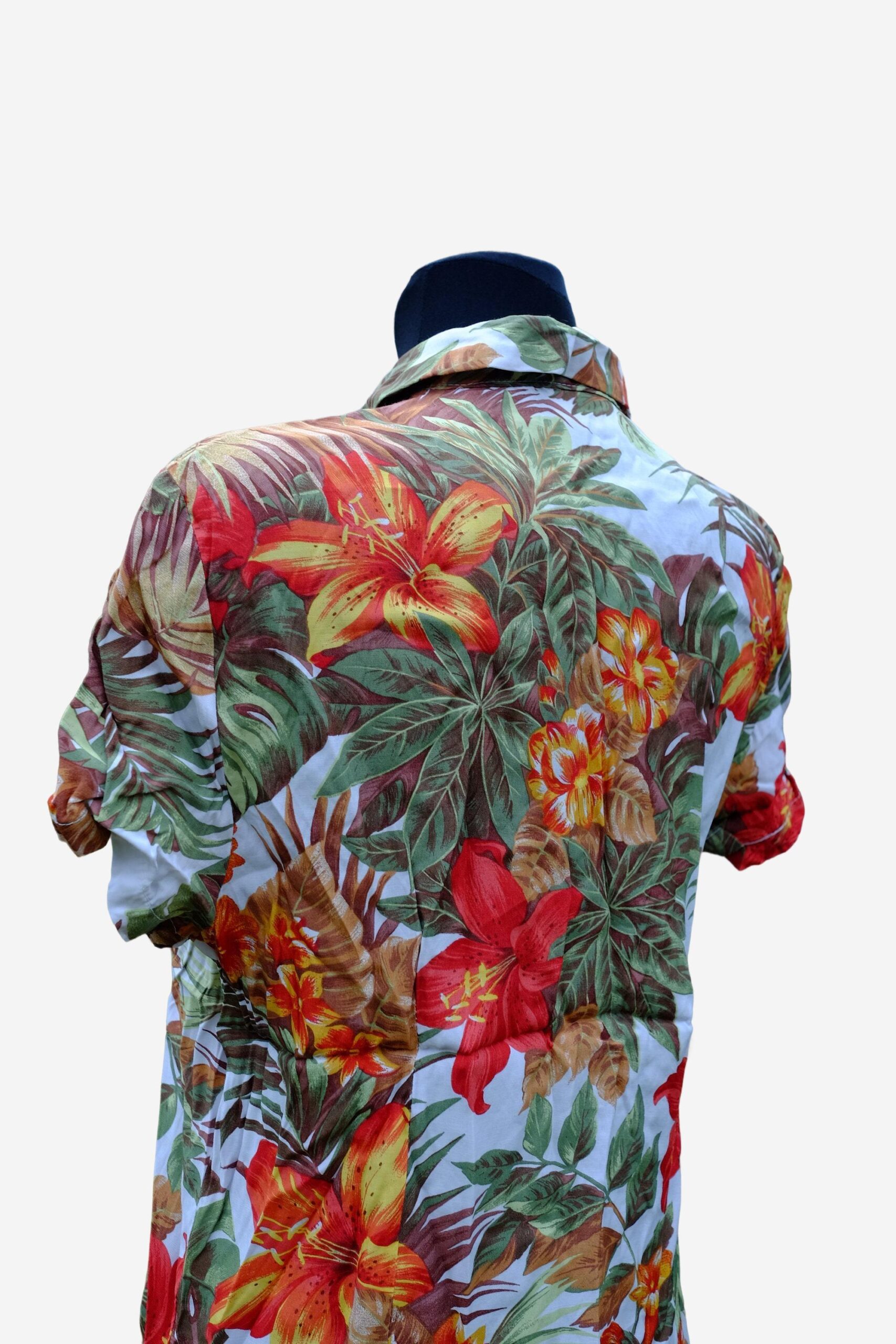 90s Vintage Floral Hawaiian Summer Blouse | Short Sleeves Waisted Blouse - Image 3