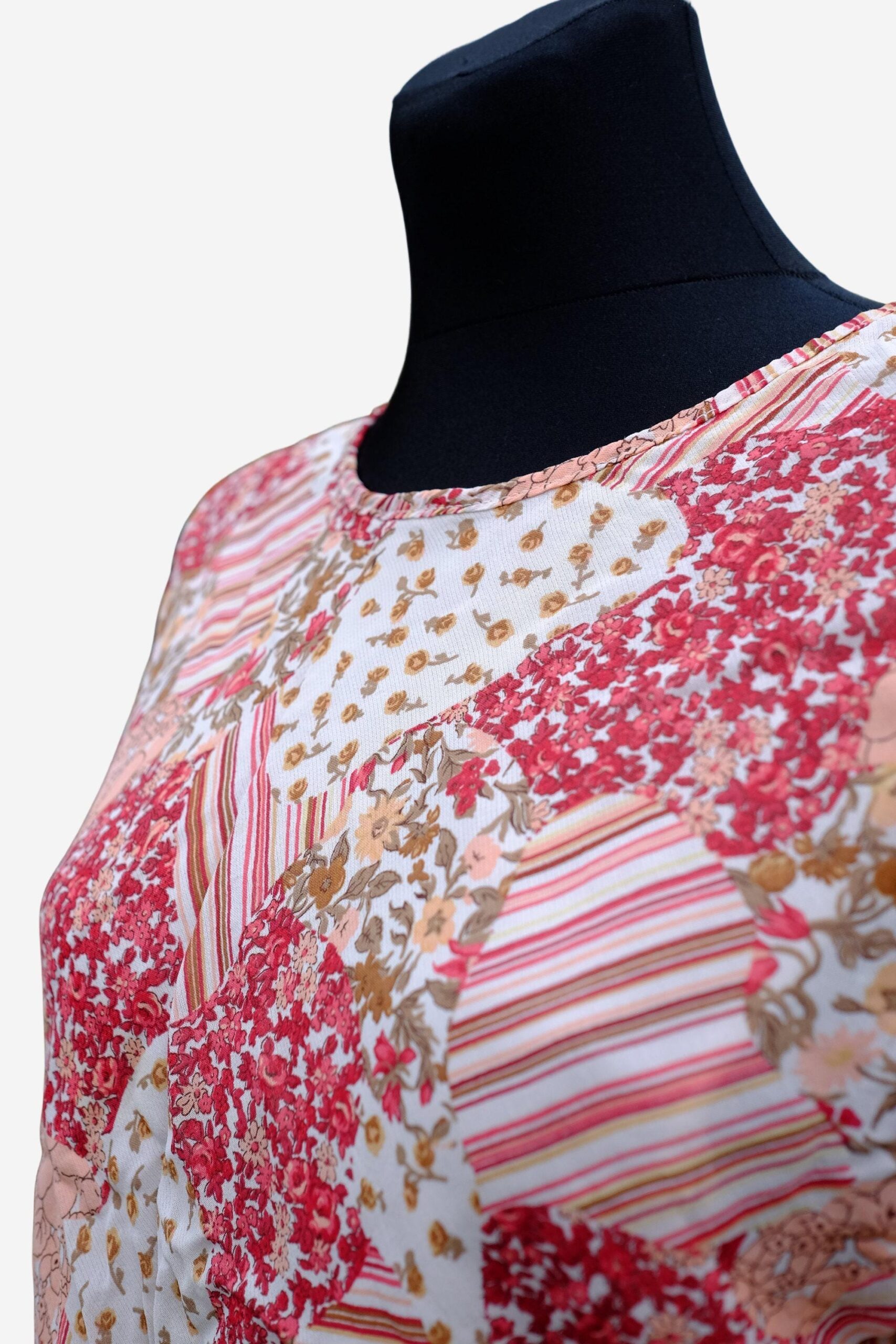 Vintage 90s Patchwork Pink Short Sleeves Blouse - Image 3