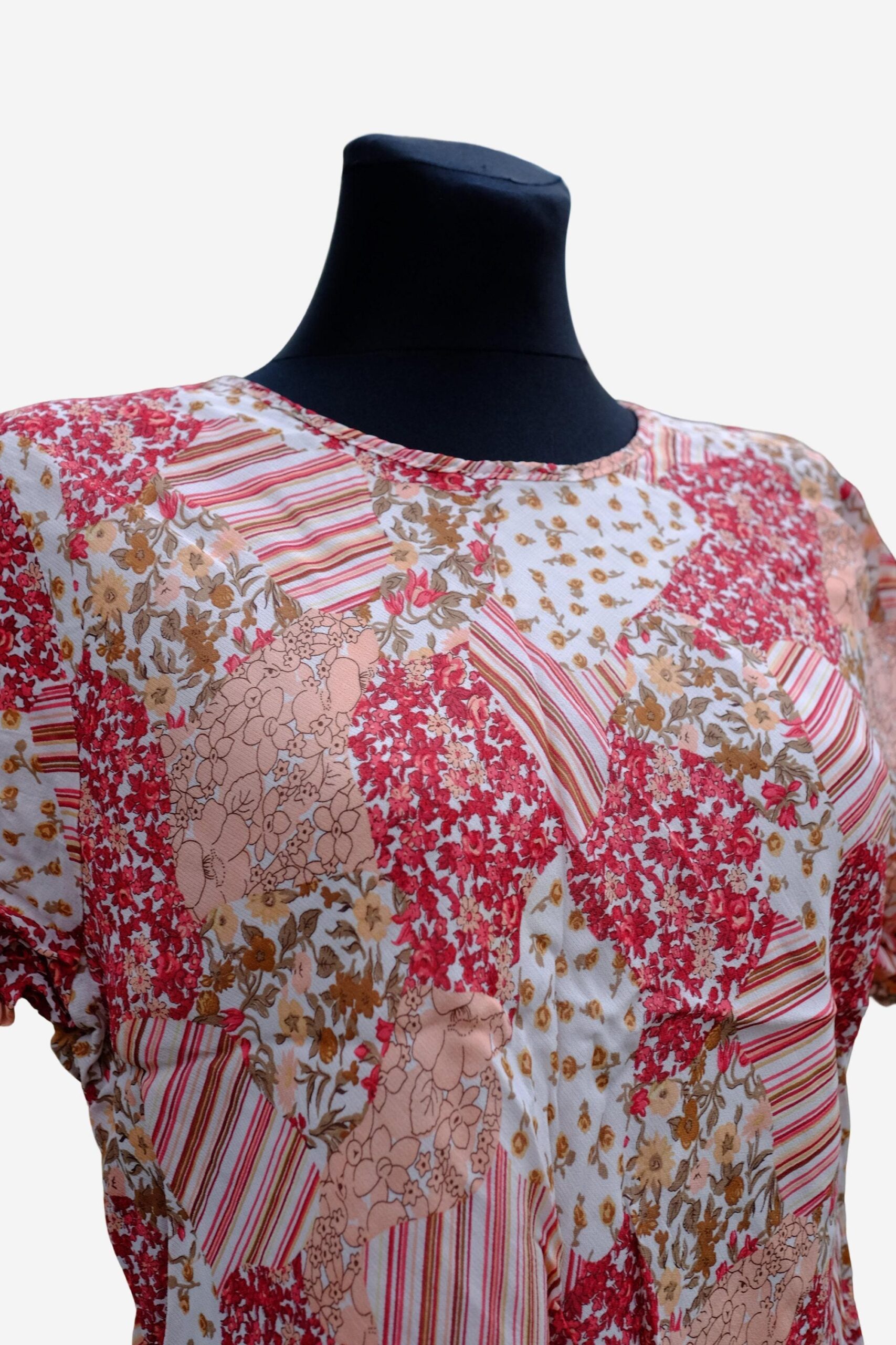 Vintage 90s Patchwork Pink Short Sleeves Blouse - Image 4