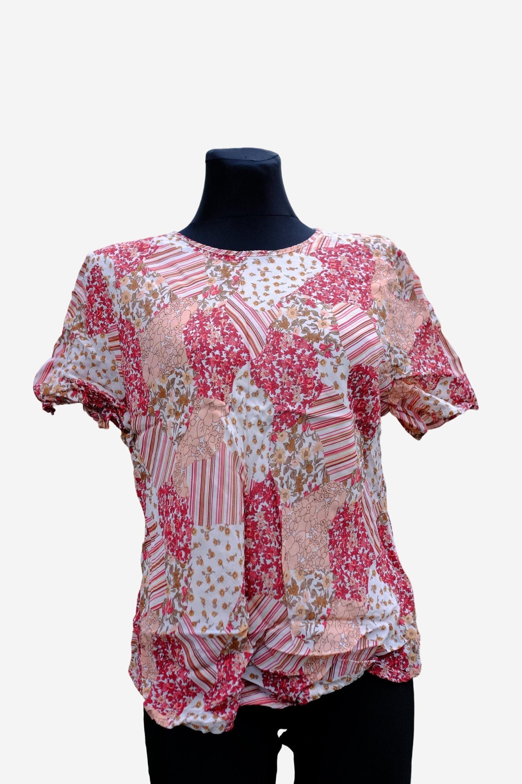 Vintage 90s Patchwork Pink Short Sleeves Blouse - Image 6