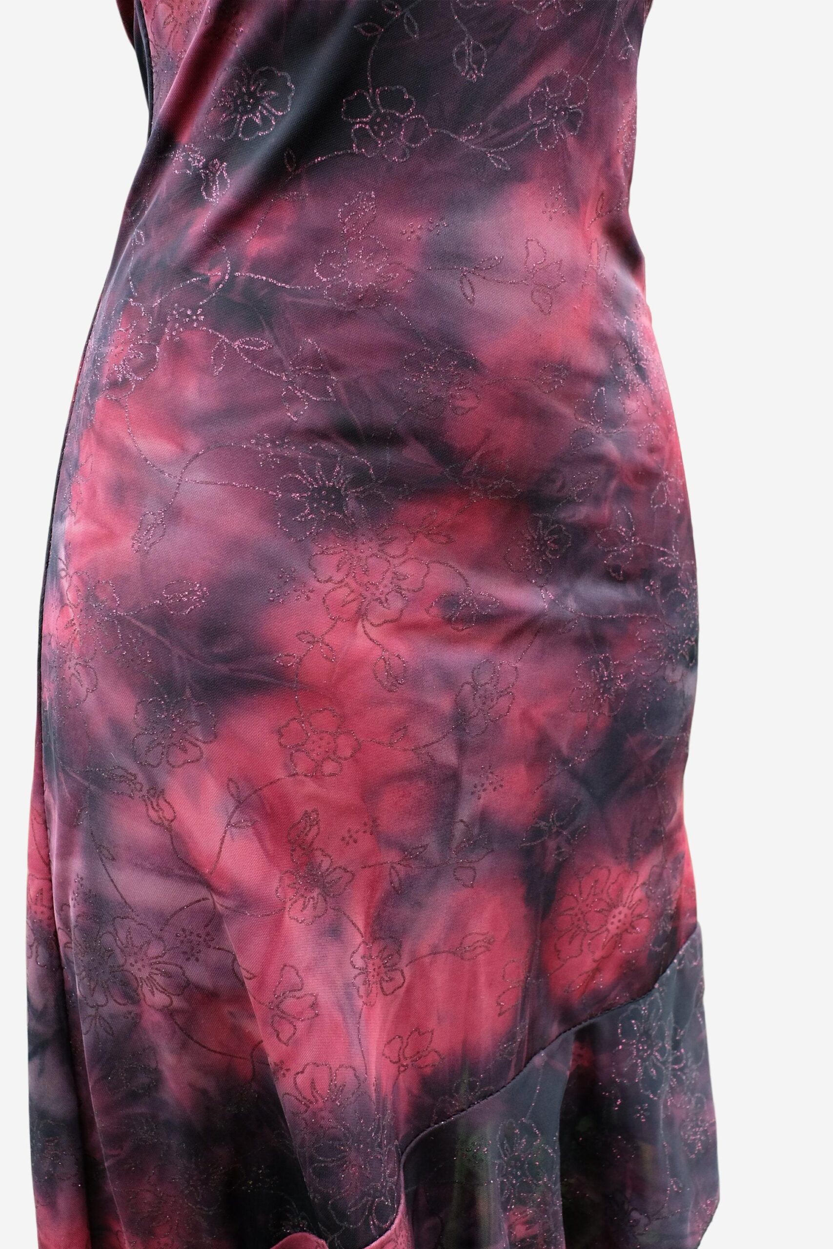90s Vintage Asymmetrical Tango Slip Dress in Red and Black - Image 6
