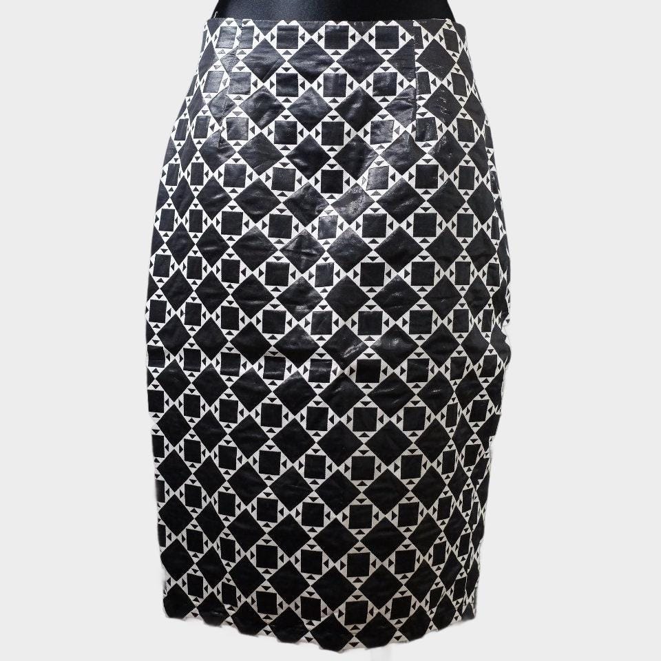 Vintage 80s Geometrical Black and White Pencil Skirt
