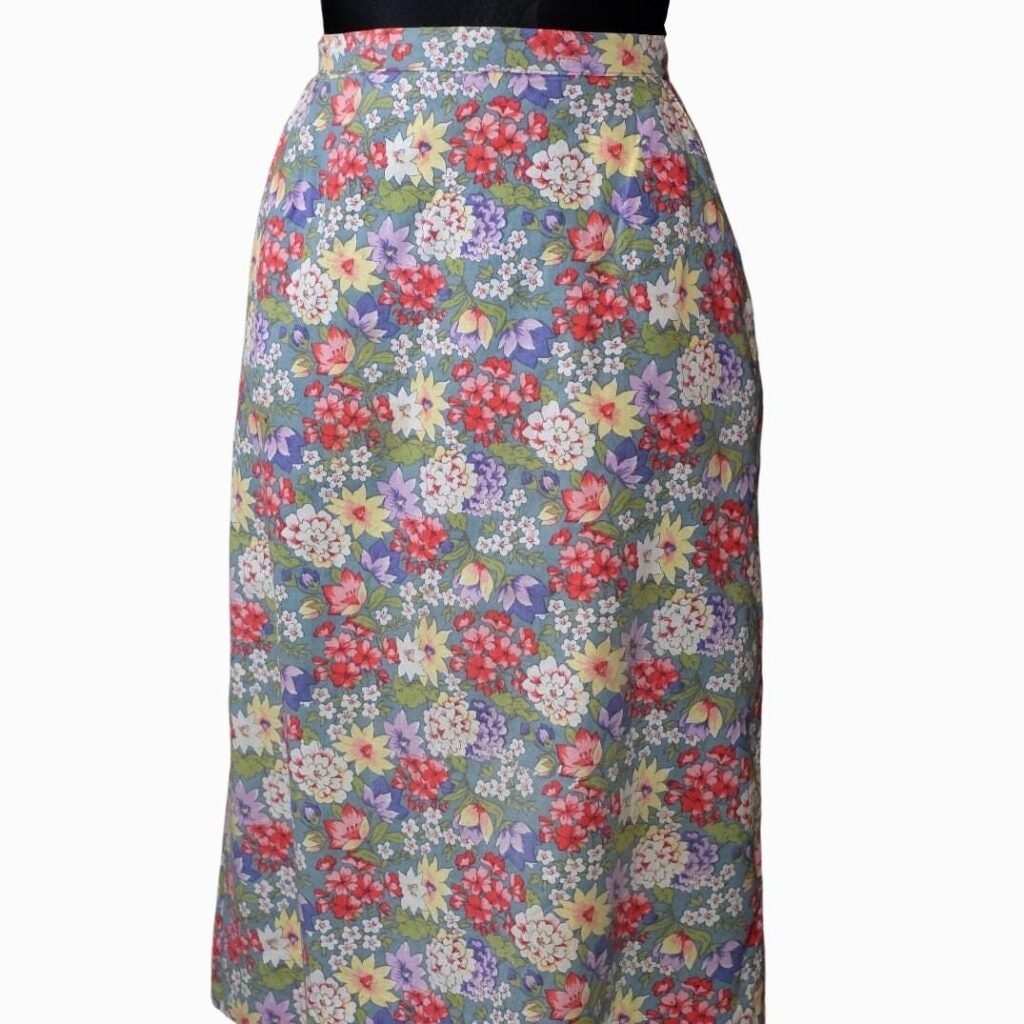 Vintage Floral Colorful Pencil Skirt with Pockets