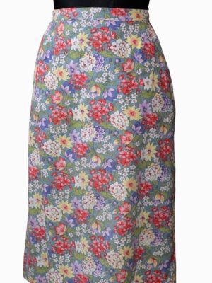 Vintage Floral Colorful Pencil Skirt with Pockets