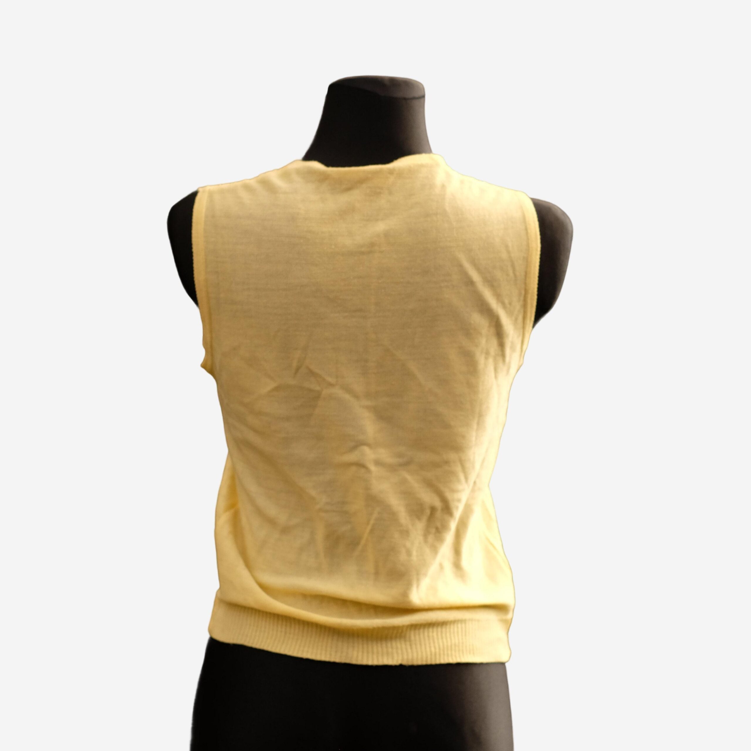 Vintage 60s Mod Knitted Yellow Vest, Knitted Sleeveless Top - Image 8