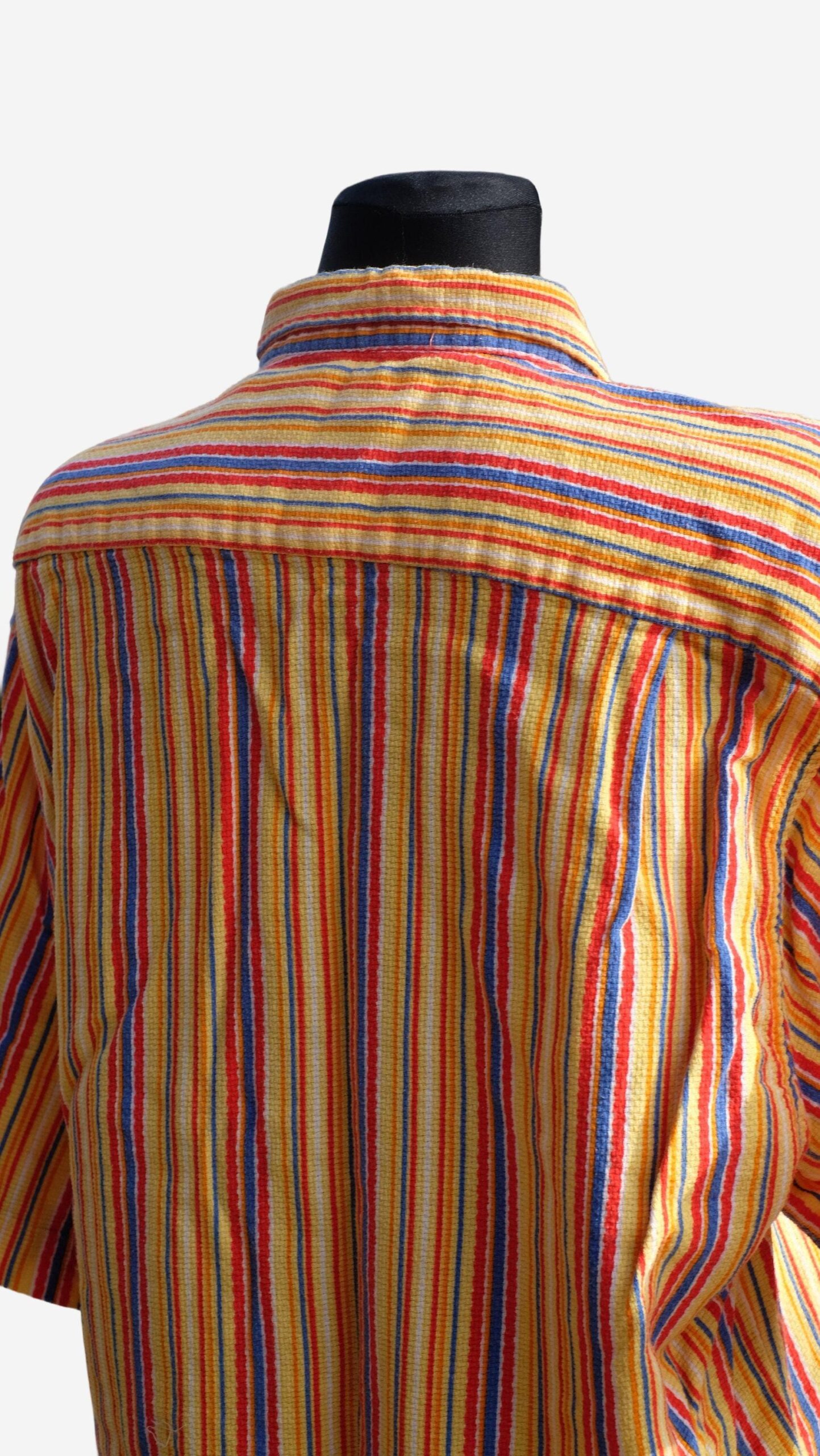 Vintage 90s Striped Candy Colours Shirt XXL Unisex - Image 4